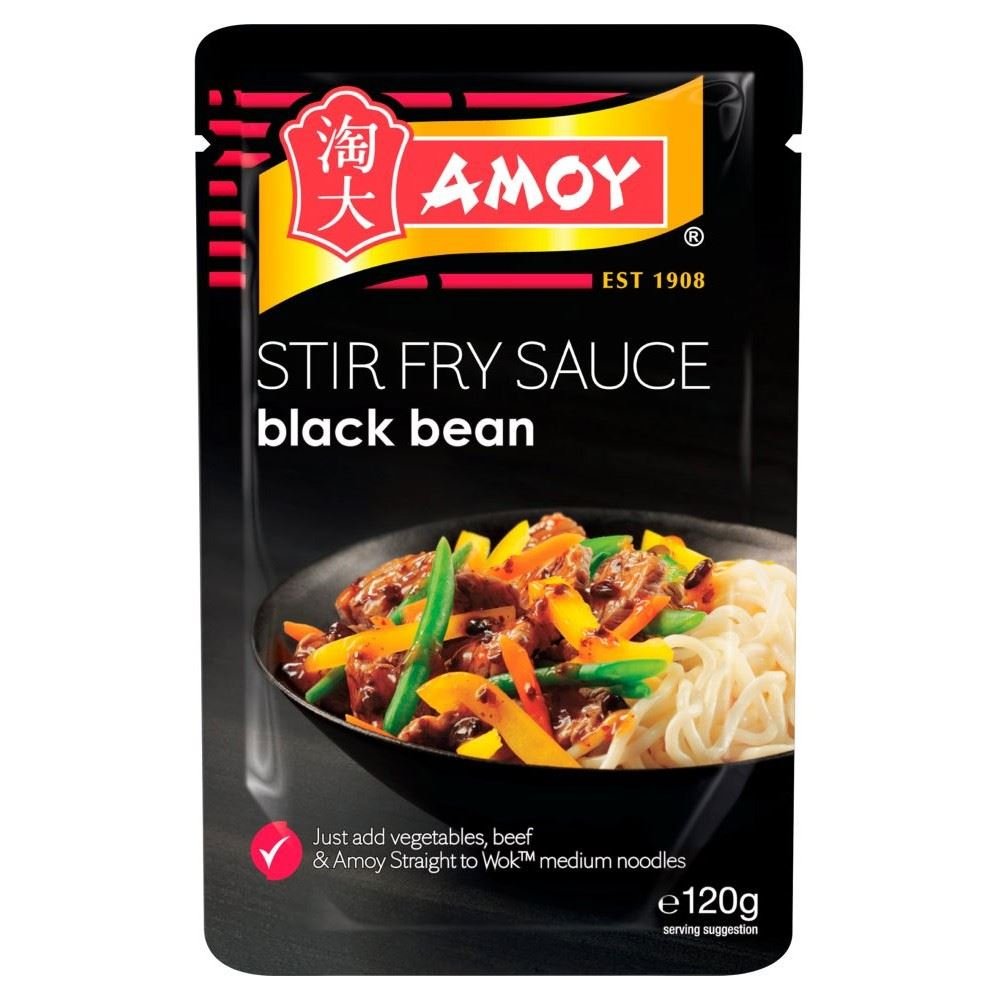 Amoy Straight to Wok Aromatic Black Bean Stir Fry Sauce (120g, Pack of 6) | Authentic Chinese Flavor | Perfect for Quick Meals, Stir-Fries & Asian Cuisine