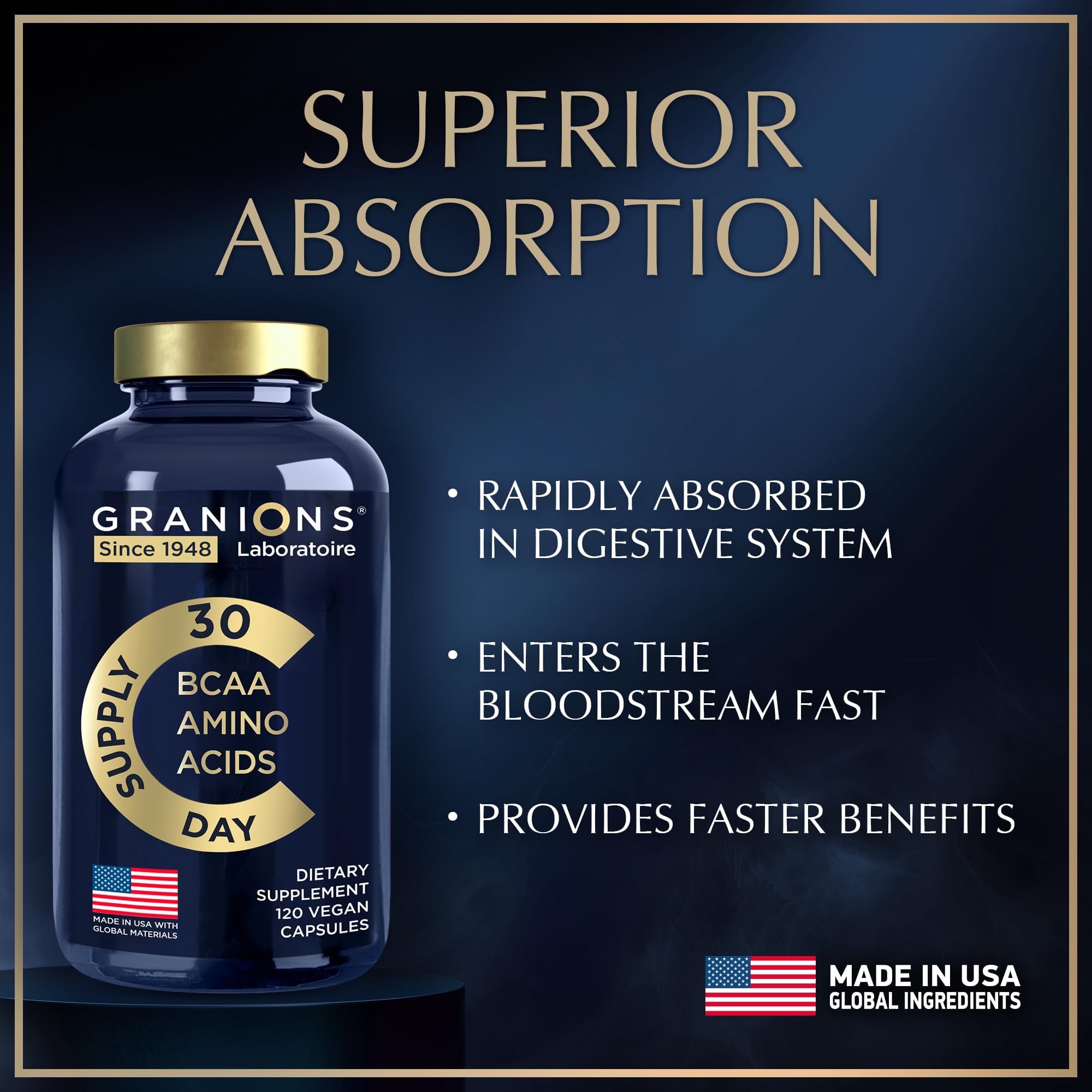 Premium Essential Amino Acids (EAA) Supplement with All 9 BCAAs - Vegan Muscle Recovery Formula for Men & Women - Leucine, Lysine, Tryptophan for Energy & Performance - 120 Capsules - Ideal for Workout Recovery, Athletes & Fitness Enthusiasts