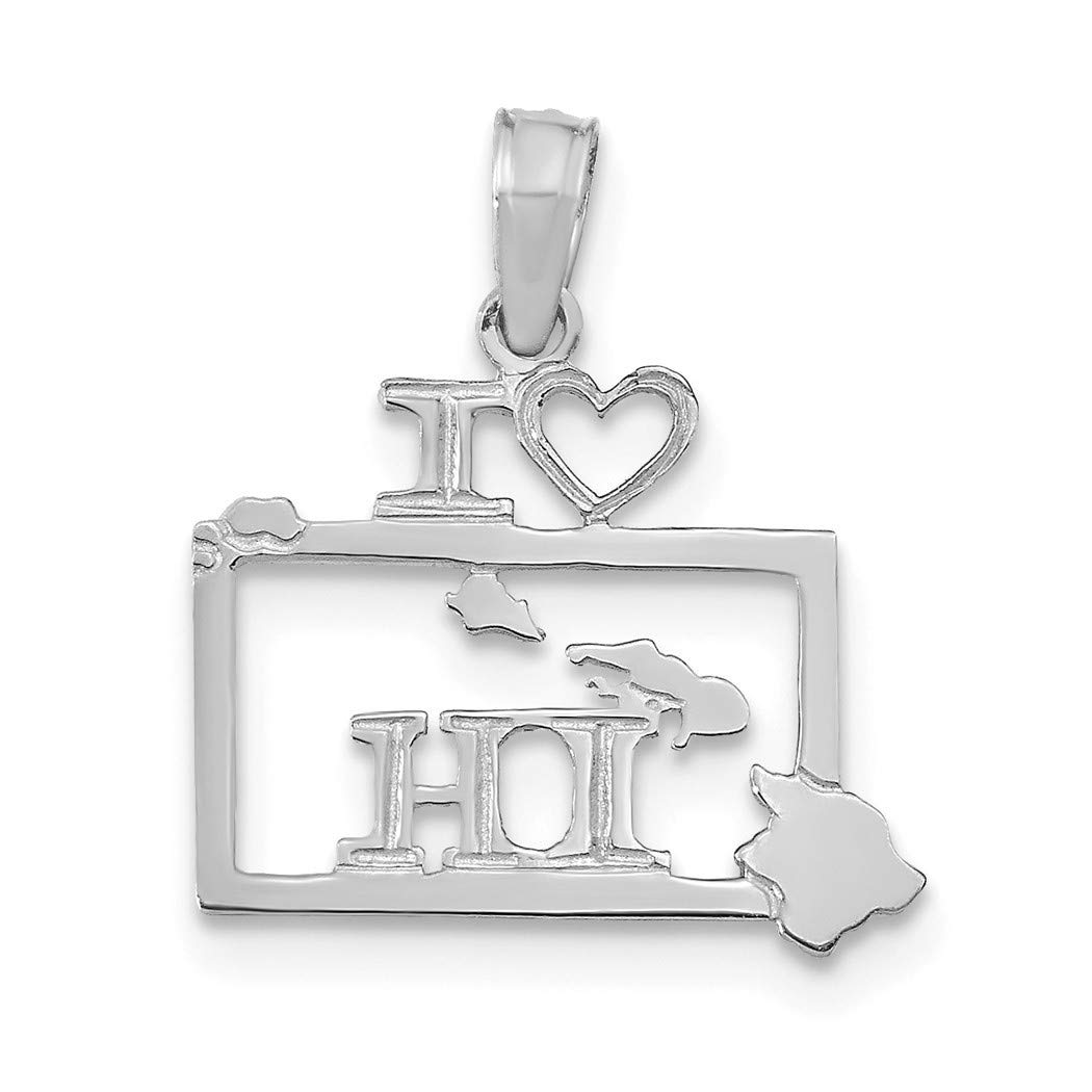 14K White Gold Solid Hawaii State Pendant Necklace - Elegant Hawaiian Jewelry Gift for Women, Perfect for Anniversaries, Birthdays & Island Vacations