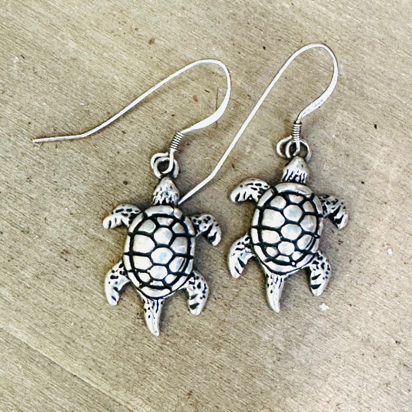 Sterling Silver Water Turtle Stud Earrings for Women - Hypoallergenic Pierced Ear Jewelry - Perfect Gift for Beach Lovers & Ocean Themed Outfits