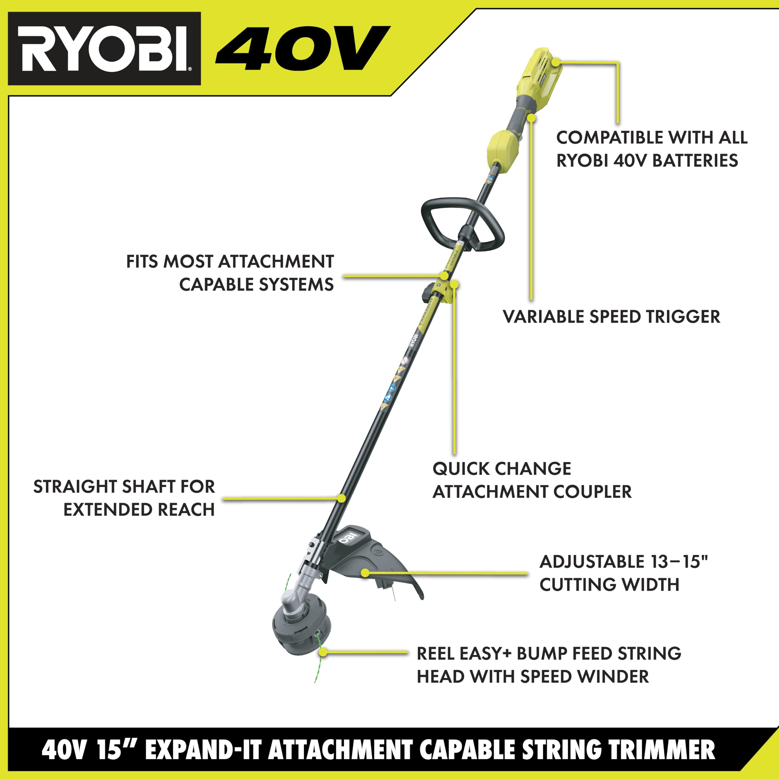 RYOBI 40V Cordless String Trimmer - 15