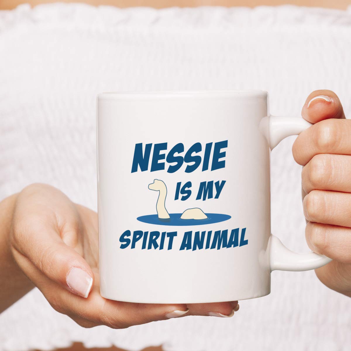 Funny Nessie Mug - 11 oz White Coffee & Tea Cup with Monster Design, Perfect Gift for Birthday & Spirit Animal Lovers - Great for Home, Office & Gifting