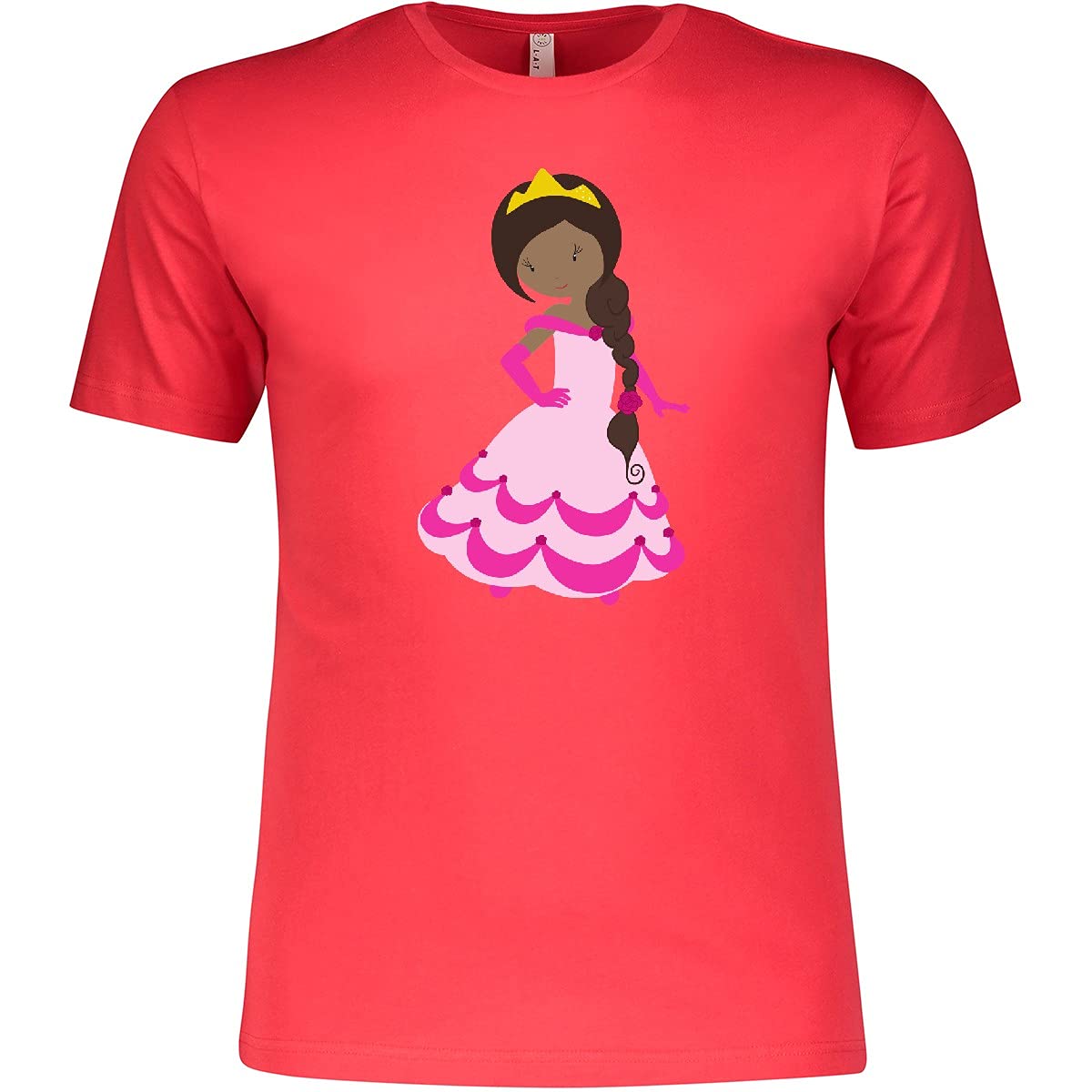 Inktastic African American Princess T-Shirt with Crown & Pink Gown - Cute Black Girl Apparel for Birthday, Party & Everyday Wear