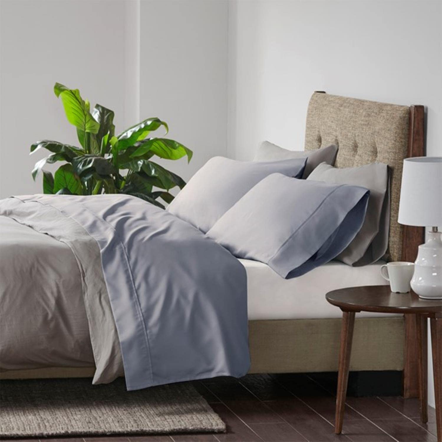 Beautyrest BR 600 Thread Count Cooling Cotton Blend Sheet Set - 16 Inch Deep Pocket All Season Soft Bedding - King Size Blue 4 Piece (BR20-1004) - Perfect for Hot Sleepers & Luxury Bedroom Decor