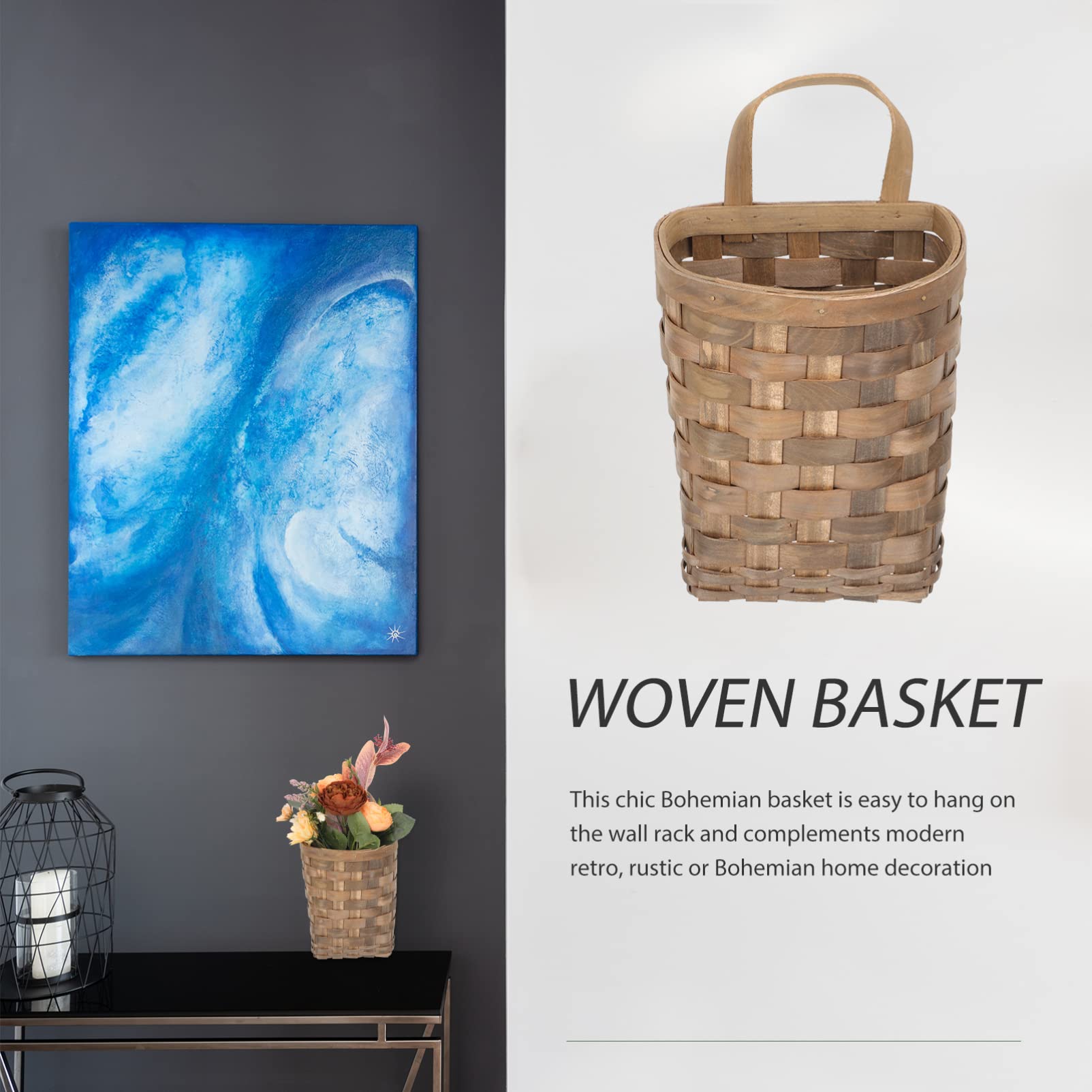 UPKOCH Wicker Woven Storage Baskets with Handles - Decorative Wall Hanging Baskets for Onion, Fruit & Home Organization - Perfect for Living Room, Pantry, Nursery & Kitchen Storage (Set of 3)