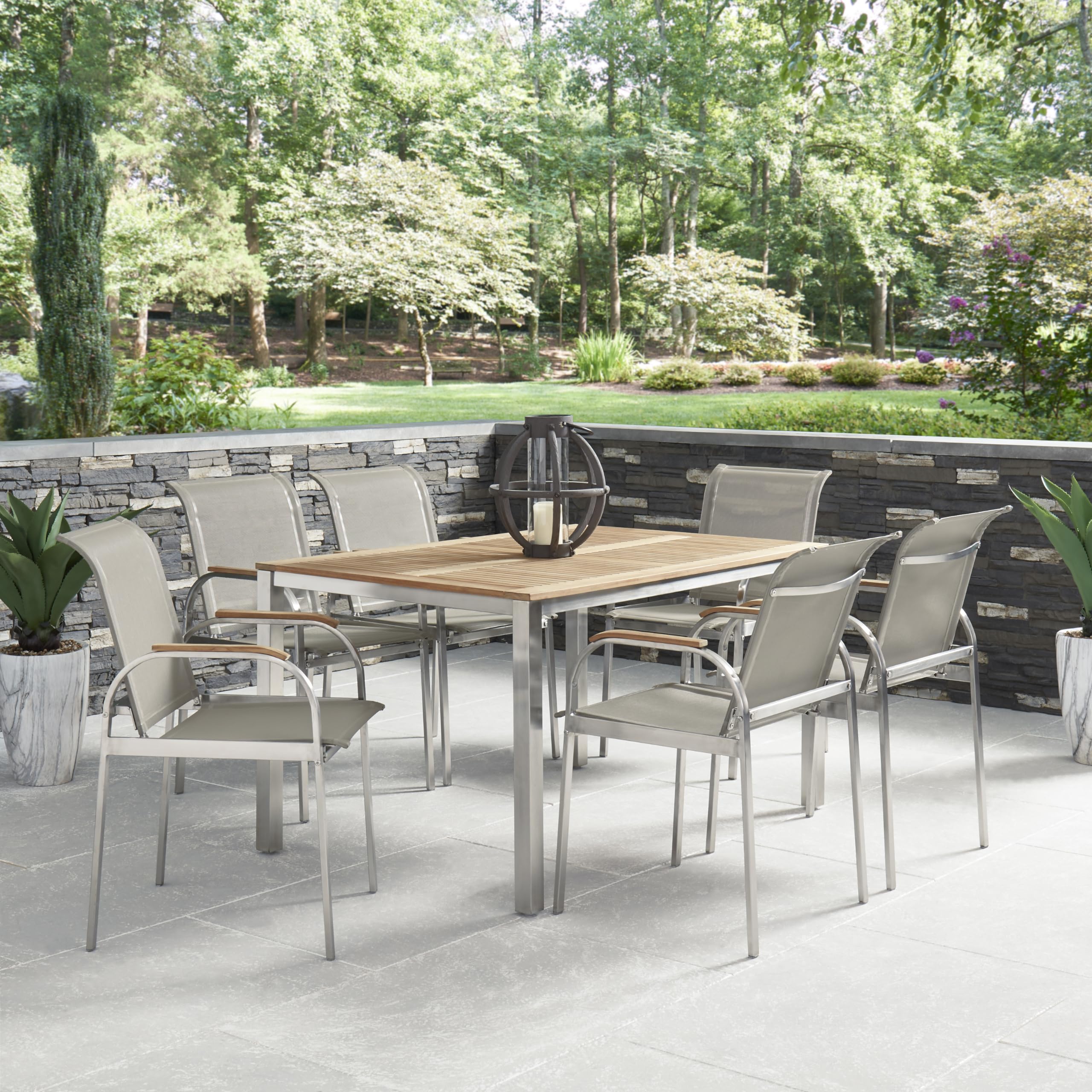 Homestyles Aruba Brown Outdoor Dining Table - Weather-Resistant Patio Furniture for Backyard, Garden & Poolside Dining