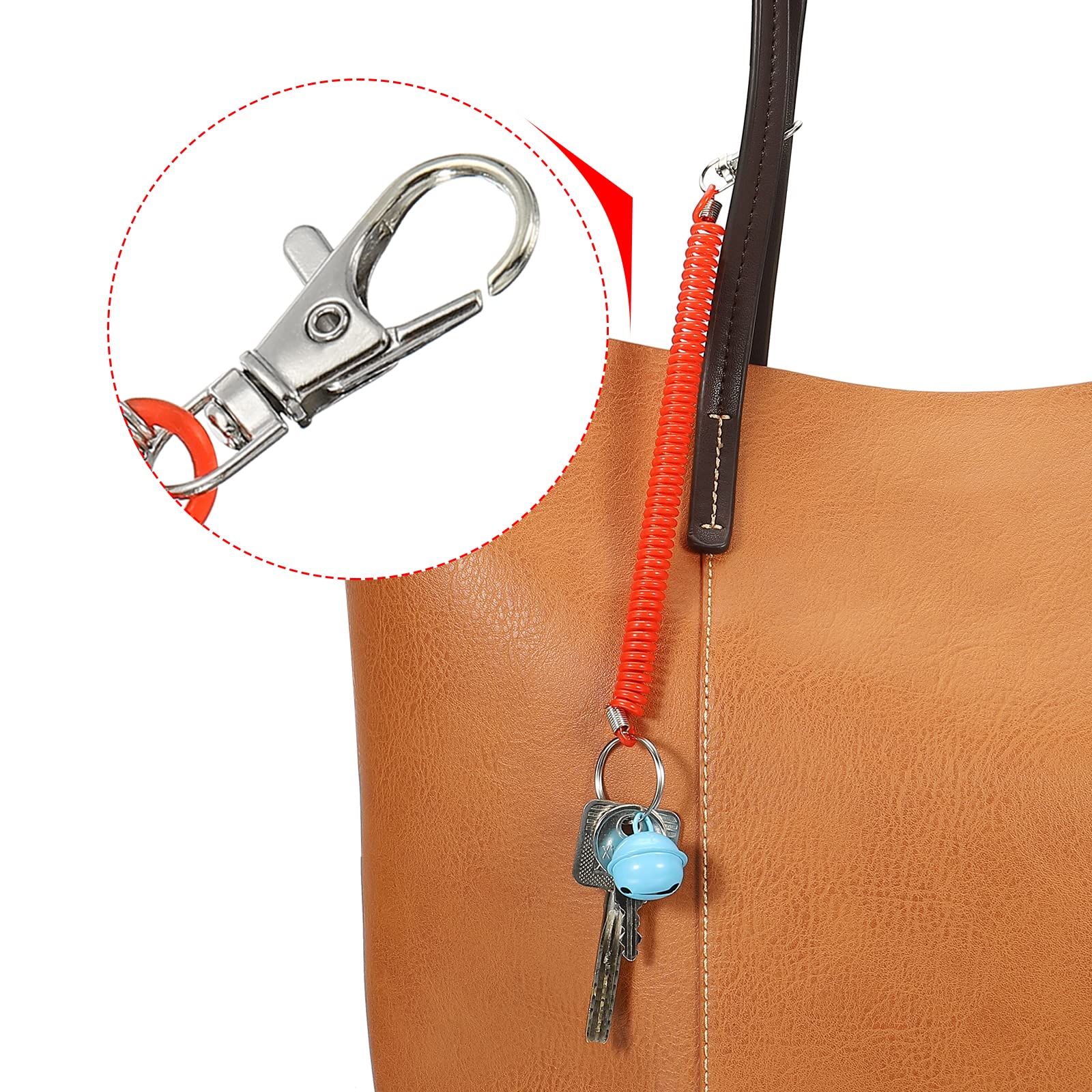 Stretchable Spiral Spring Coil Keychain - Durable Key Ring Holder for Keys, Wallet & Phone - Perfect for Gym, Hiking, Travel & Everyday Carry (PATIKIL)