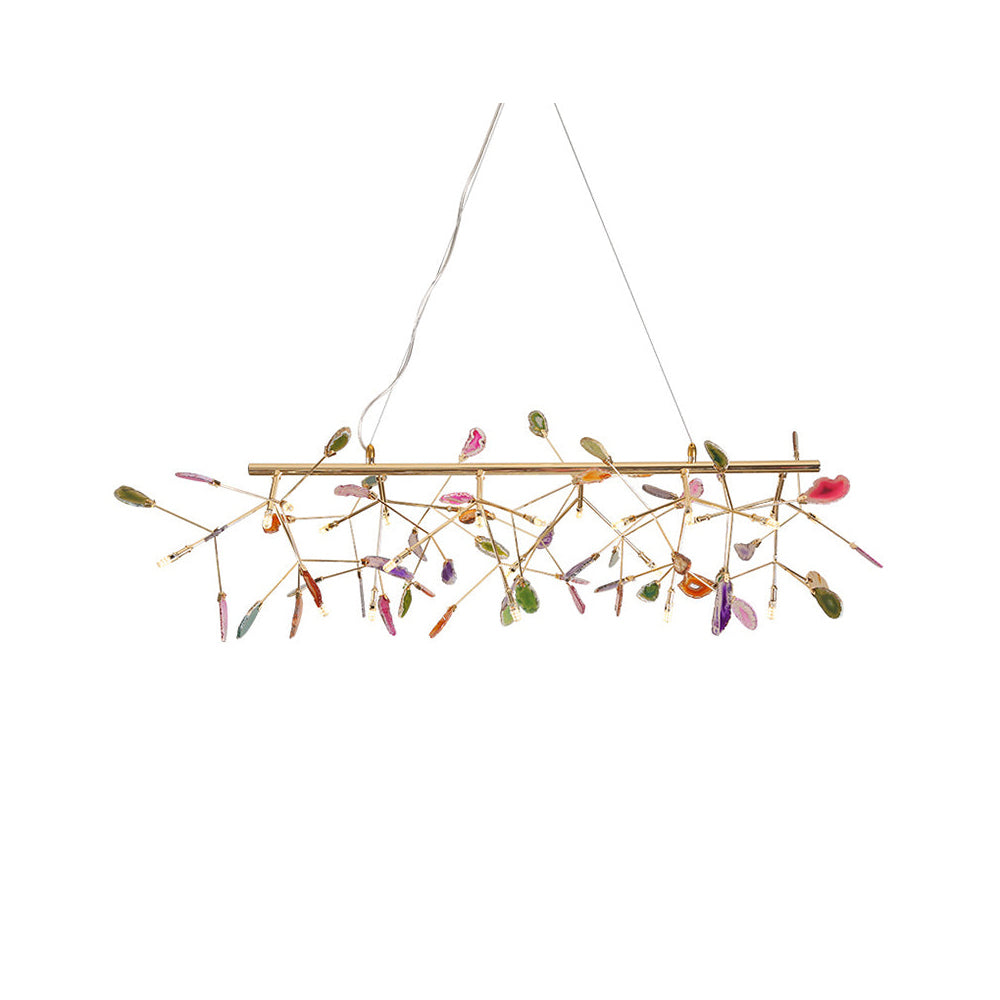 Agate Flake Chandelier - Elegant Natural Stone Crystal Ceiling Light Fixture for Dining Room, Living Room, Bedroom Decor | Modern Luxury Home Lighting