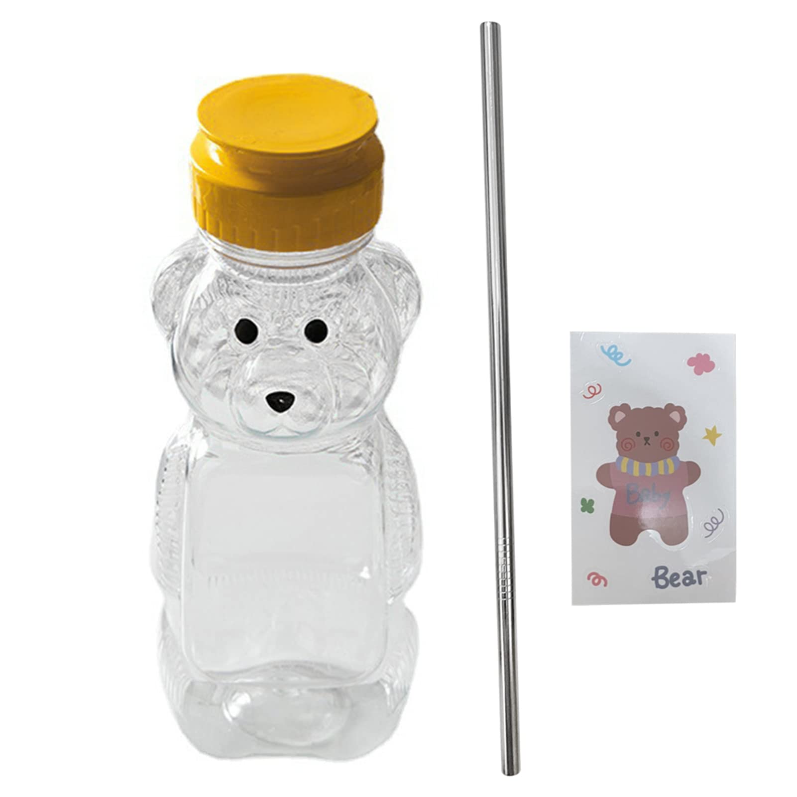 CHENMU Cute Cartoon Bear Travel Mug - Leak-Proof Lid for Coffee, Tea & Water - Portable Transparent Insulated Cup for Office, School & Outdoor Use