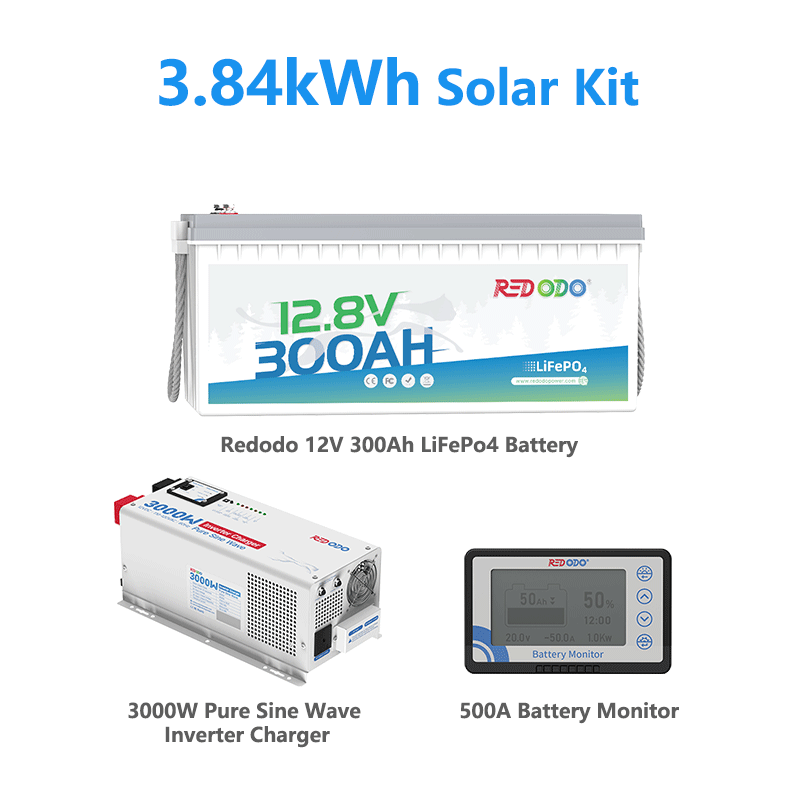 Redodo 12V 300Ah LiFePO4 Lithium Battery - Deep Cycle for RV, Marine, Solar Power - Replaces 6x12V 100Ah AGM Batteries - Perfect for Off-Grid Living, Camping & Emergency Backup Power
