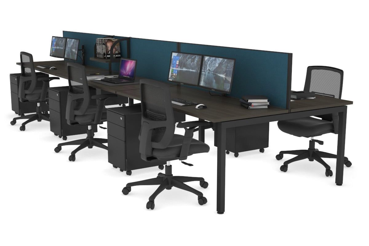 Quadro Square Legs 6-Person Office Workstation Desk [1600L x 700W] - Perfect for Team Collaboration & Open Office Spaces