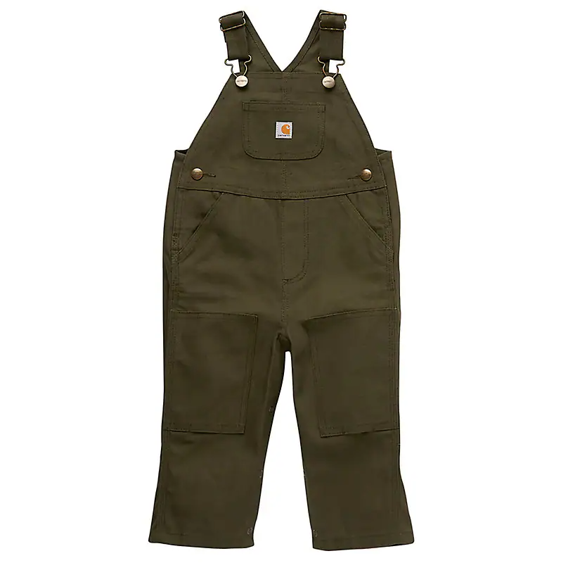 Carhartt Kids Canvas Bib Overalls in Olive - Durable Workwear for Boys & Girls - Perfect for Farming, Outdoor Play & Tough Activities