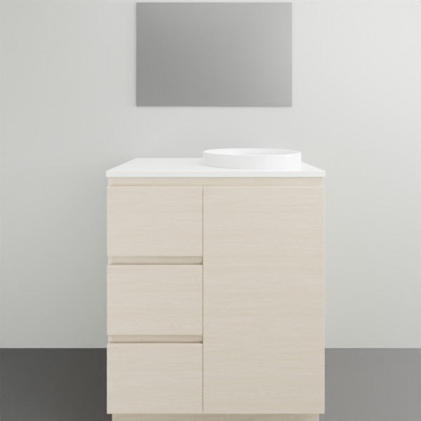 ADP Glacier Lite Door and Drawer Trio Vanity with Solid Surface Top - Modern Bathroom Vanity Set with Storage for Small Spaces, Perfect for Apartments and Powder Rooms
