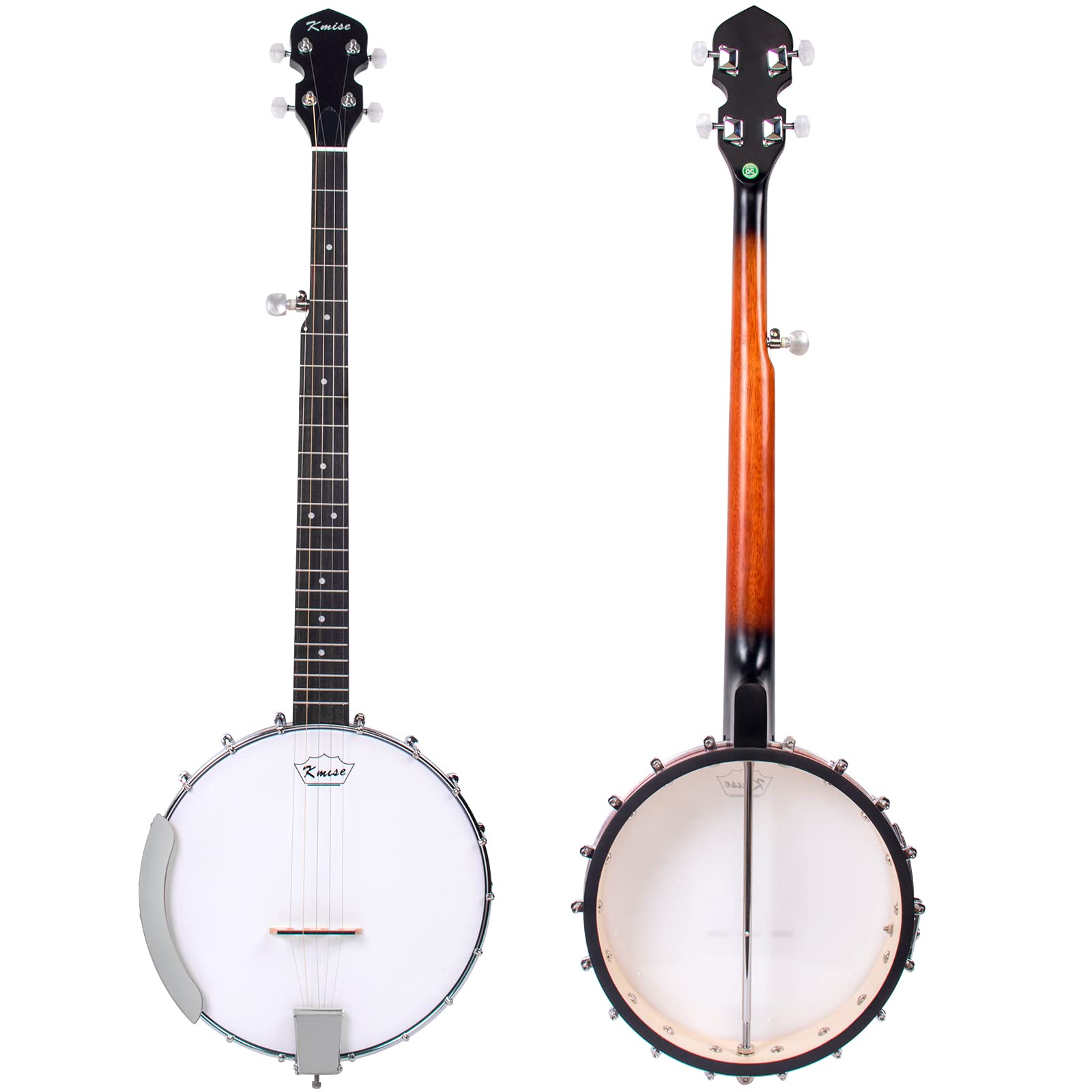 Kmise 5-String Banjo with 24 Brackets, Open Solid Back, Geared 5th Tuner & Arm Rest – Includes Gig Bag, Tuner, Strings, Strap, Picks & Wrench – Perfect for Beginners, Bluegrass & Live Performances