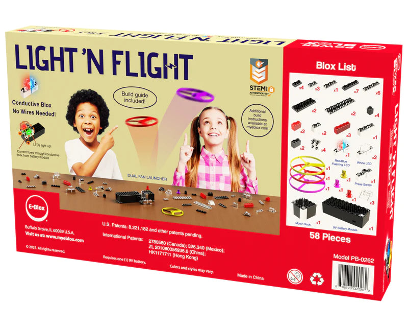 Power Blox™ Light 'N Flight - LED Light Up Flying Disc Toy for Kids & Adults - Outdoor Play, Beach Games, Nighttime Fun, Backyard Activities