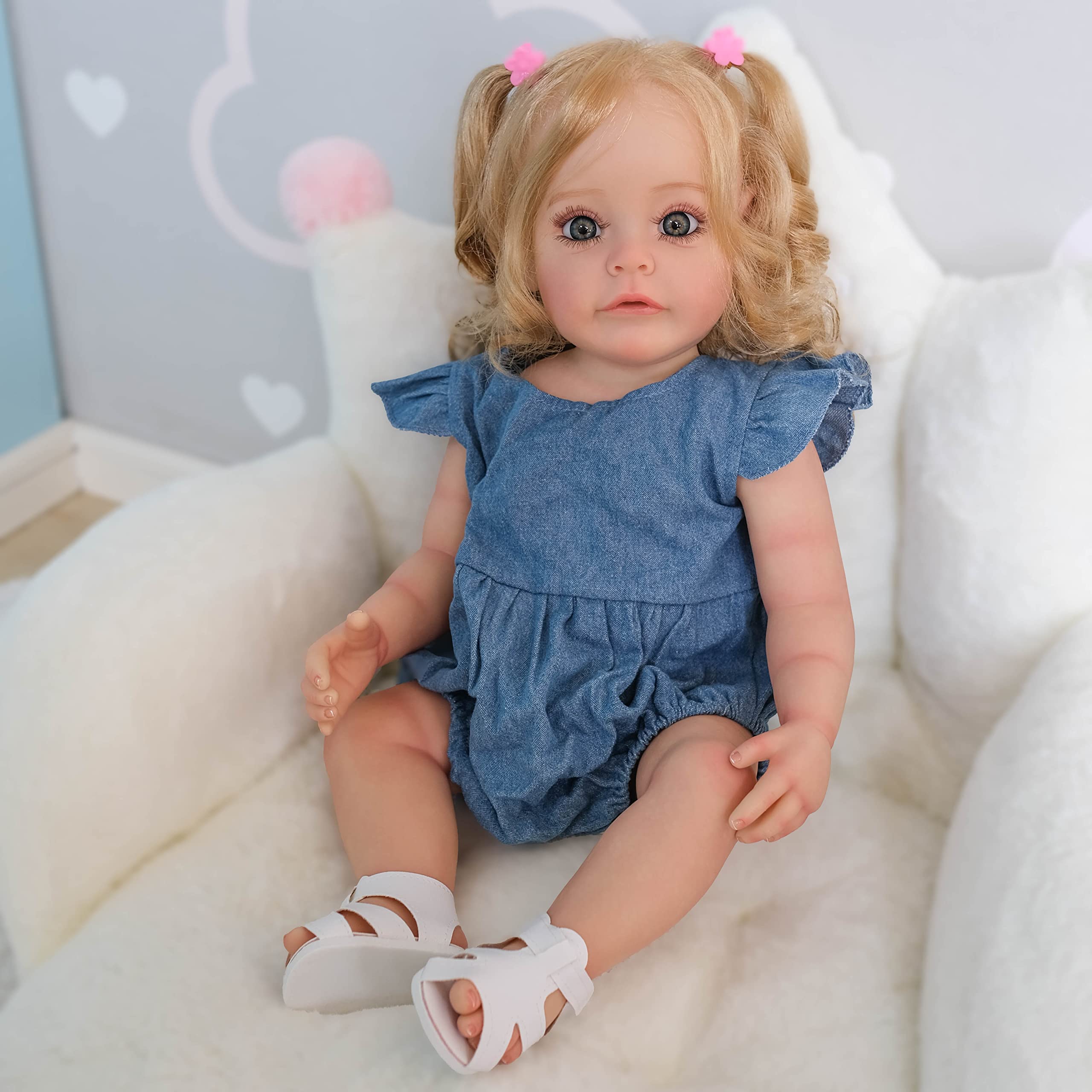 22 Inch Realistic Silicone Reborn Baby Doll - Lifelike Newborn Toddler Girl Toy with Full Body, Washable & Safe for Kids | Perfect for Role Play, Gift Giving, and Collectibles