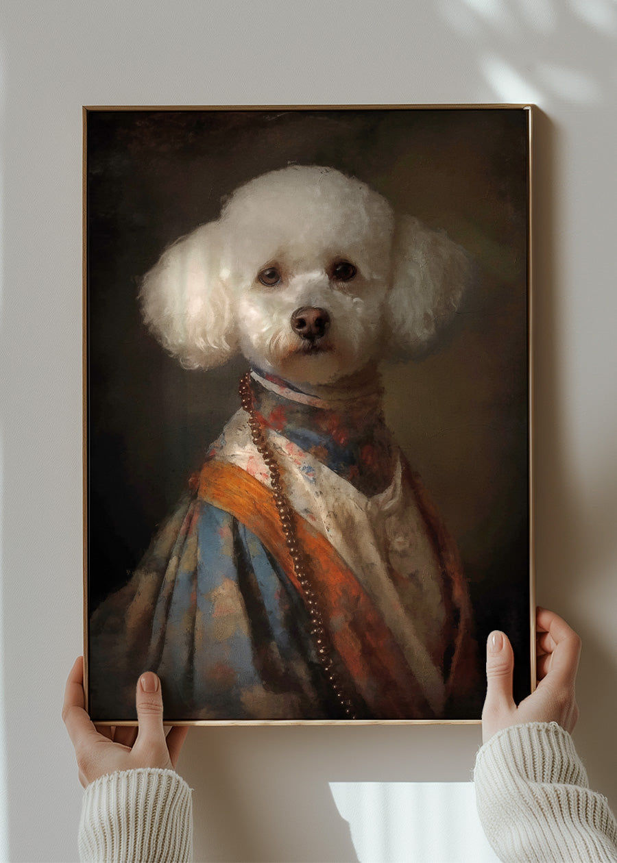 Bichon Frise Dog Portrait Print - Handmade Canvas Wall Art for Pet Lovers - Perfect for Living Room, Bedroom & Nursery Decor