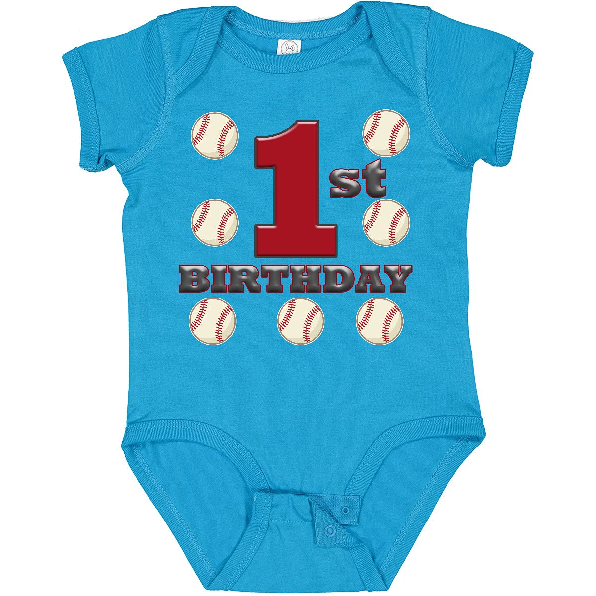 Inktastic First Birthday Baseball Baby Bodysuit - Cute Baseball Themed Onesie for 1 Year Old Boys & Girls | Perfect for Birthday Parties, Photo Shoots & Special Occasions