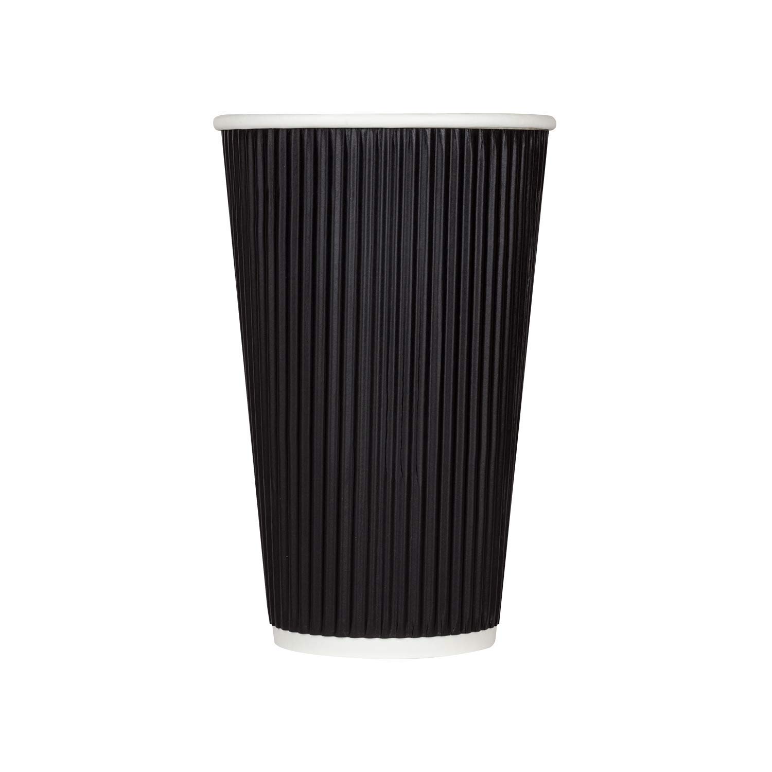 Karat 16oz Ripple Insulated Coffee Cups [500 Count] - Double Poly Lined Hot Drink Containers for Coffee, Tea & Cocoa - Perfect for Offices, Cafes & Catering - Black (C-KRC516B)