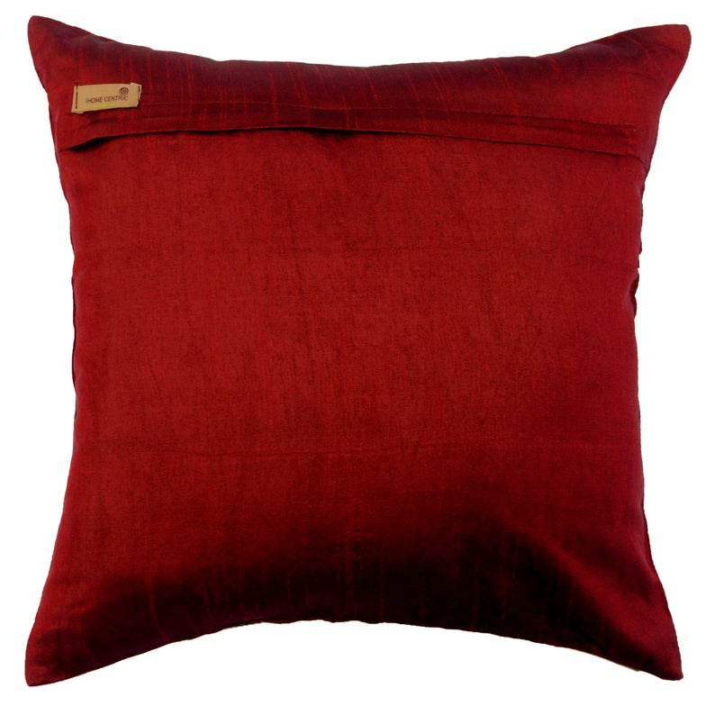 Admirable Red Art Silk Decorative Euro Sham Pillow Cover - Luxury Bedroom Decor for Home & Hotel Use
