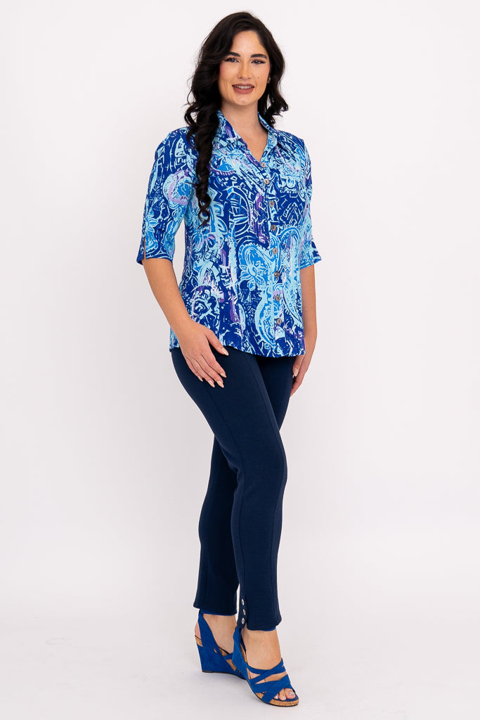 Lorine Women's Blouse - Stylish & Curious Design, Soft Linen Bamboo Fabric for Casual Wear & Summer Outfits