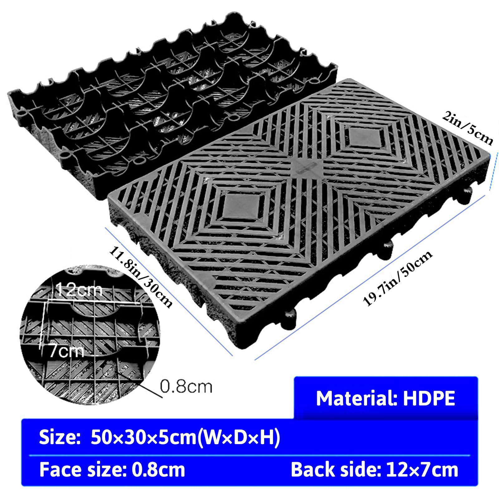 6 Pcs Breathable Grid Ventilation Plastic Pallets - Lightweight Moisture-Proof Waterproof Nestable Floor Pallets, HDPE Wear-Resistant Storage Pads for Garage, Basement, Kitchen, Supermarket, Closet Platform | Ideal for Storage, Organization & Industrial Use
