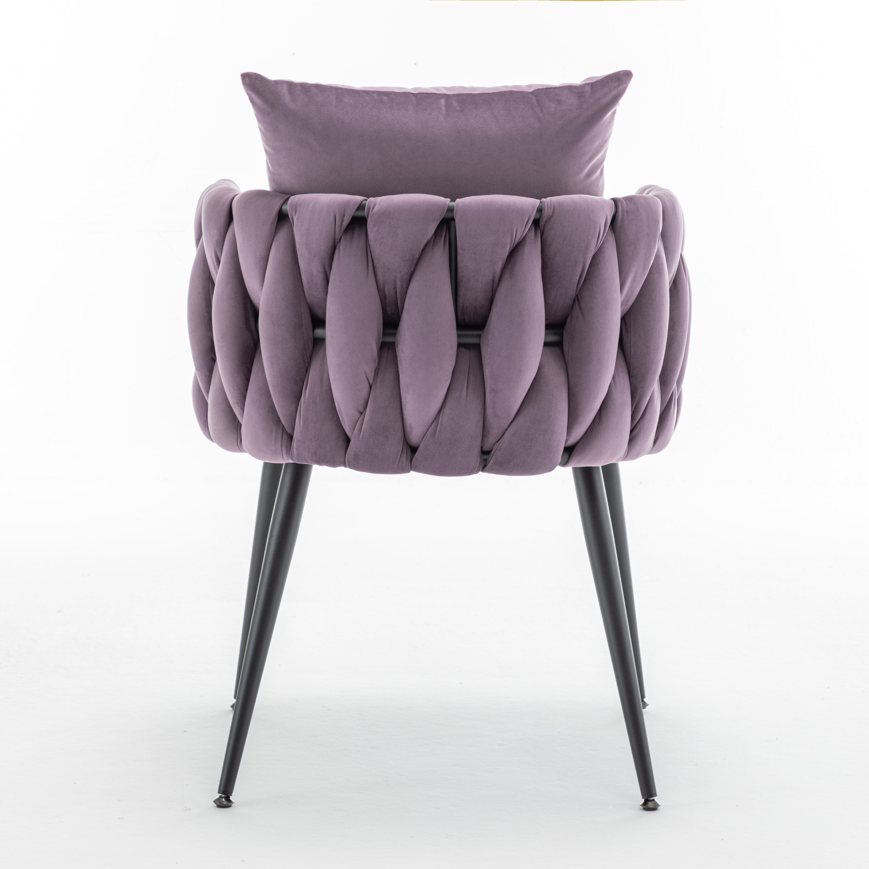 Dark Purple Velvet Dining Chairs Set of 2 - Modern Hand-Woven Upholstered Accent Chairs with Black Metal Legs for Living Room, Kitchen, Dining Room & Vanity - Perfect for Entertaining, Relaxing & Home Decor