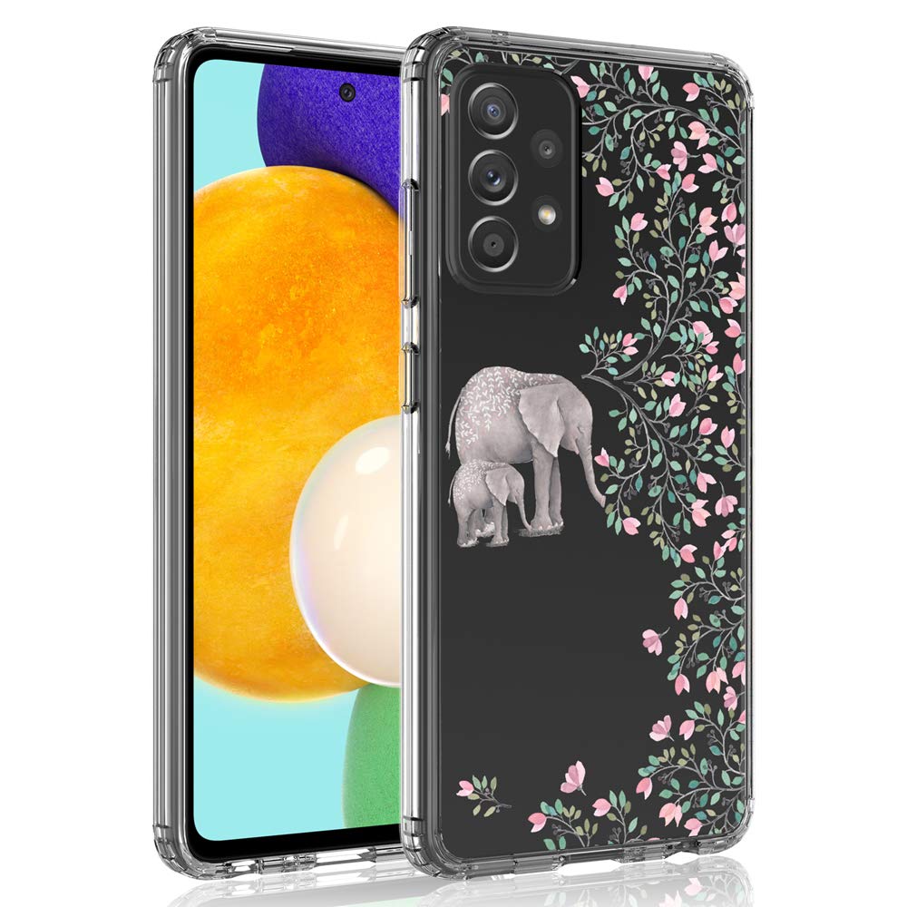 Clear Protective Phone Case for Samsung Galaxy A52 5G (6.5 Inch, 2021 Model) with Elephant Design - Slim Fit, Shockproof Cover for Everyday Use & Travel Protection