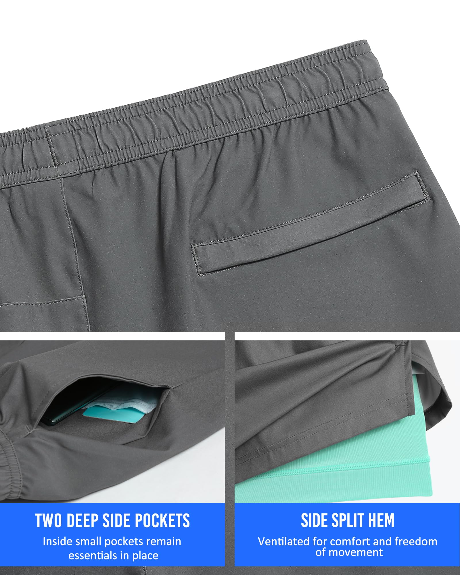 Maamgic Men's 5-Inch Quick Dry Gym Running Shorts - 2-in-1 Athletic Workout Shorts for Training, Jogging & Outdoor Activities | Breathable Lightweight Sports Shorts