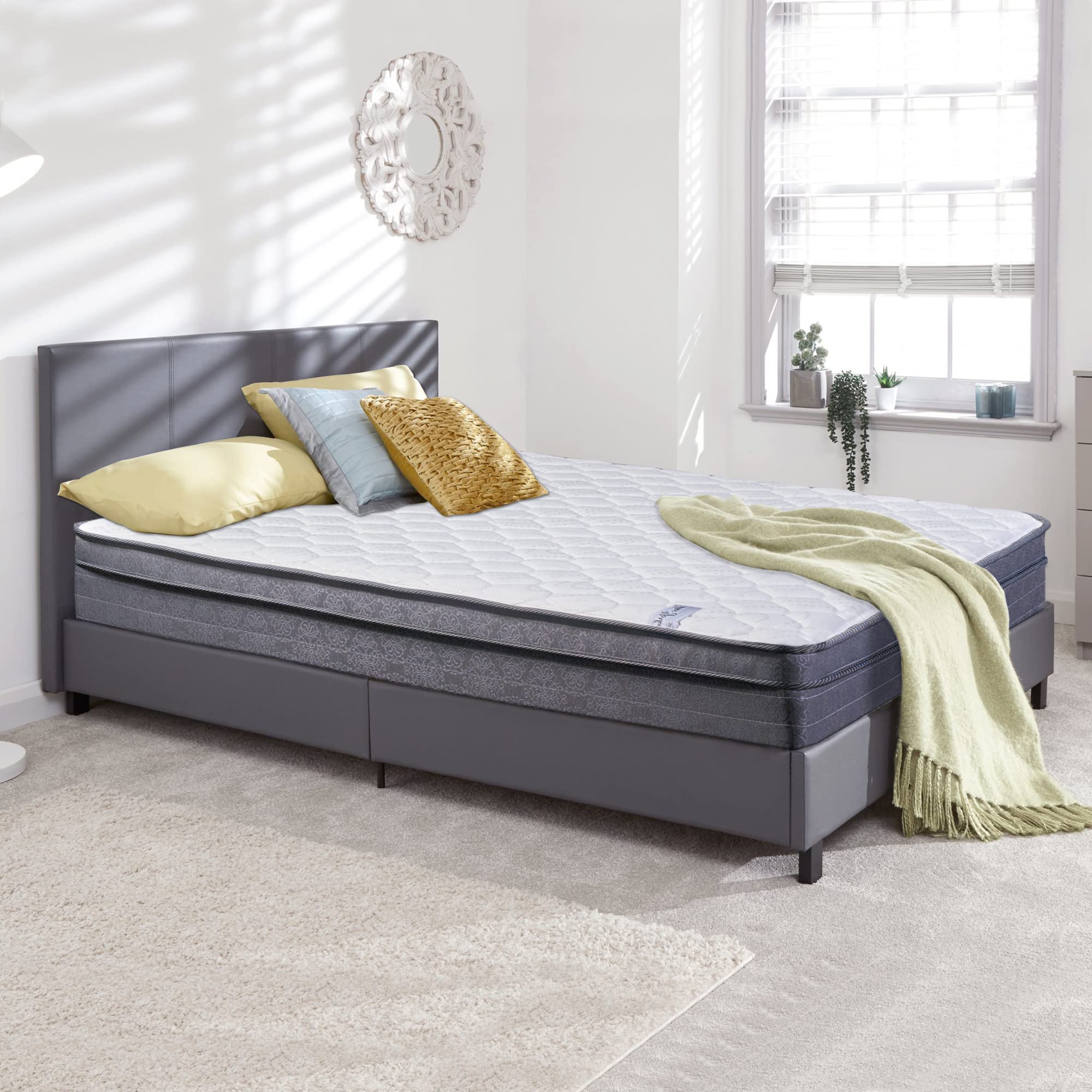 10-Inch Medium Plush Hybrid Euro Top Foam Encased Innerspring Mattress - Full Size for Back Pain Relief & Better Sleep | Perfect for Guest Rooms, Dorms & Small Bedrooms