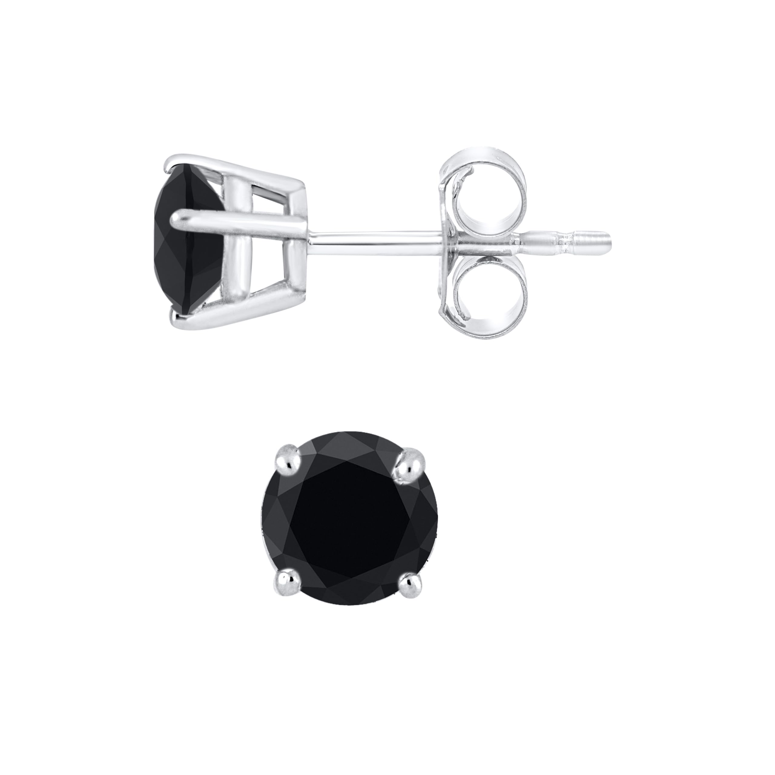 Black Diamond Stud Earrings for Women - 14K White Gold Diamond Earrings | Elegant Everyday Jewelry & Special Occasion Gift