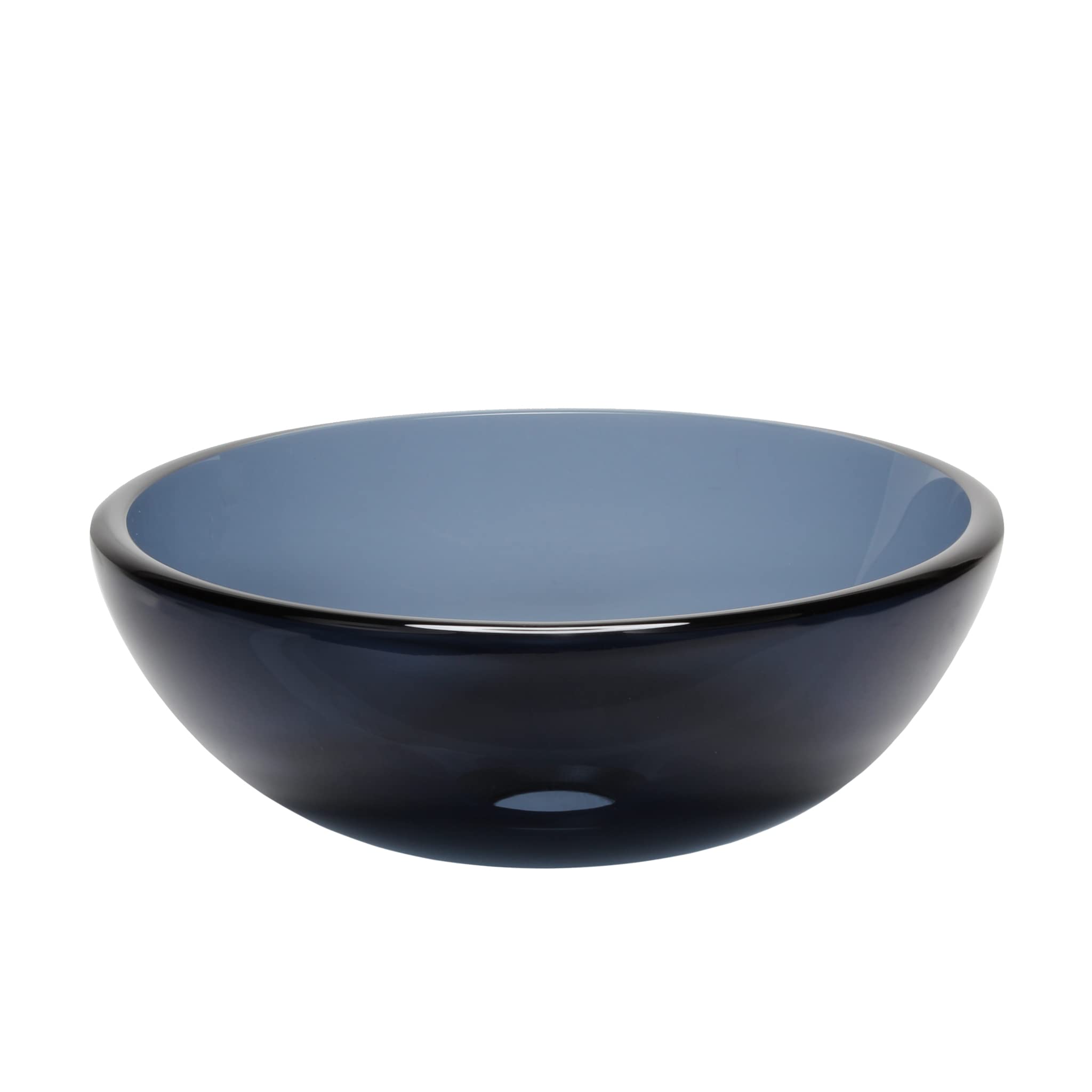 Novatto Grey Mini 12-Inch Glass Vessel Bathroom Sink - Modern Above Counter Basin for Powder Room, Guest Bath & Small Space Vanities