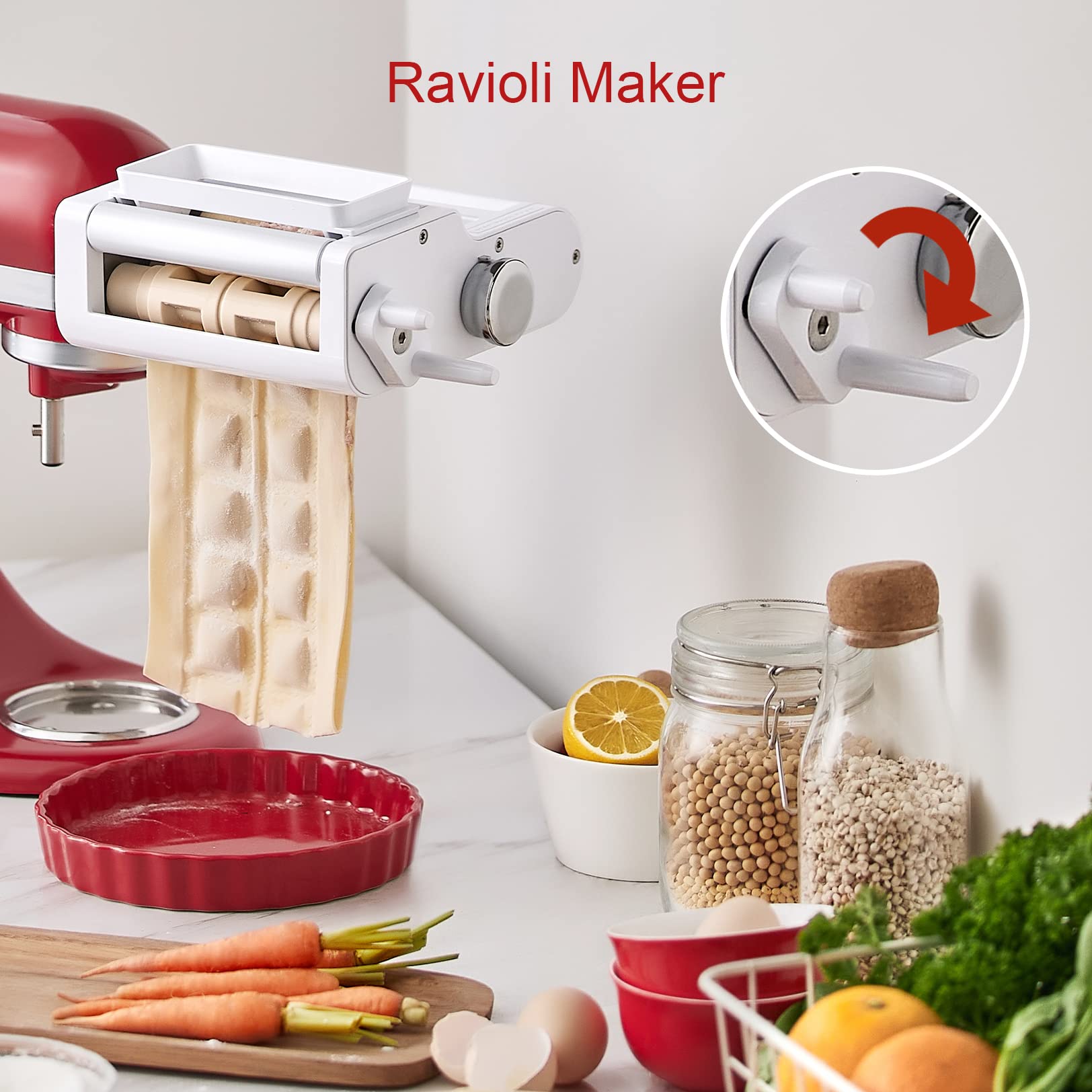 ANTREE 3-in-1 Pasta Maker Attachment for KitchenAid Stand Mixers - Includes Pasta Sheet Roller, Spaghetti Cutter & Ravioli Maker - Perfect for Homemade Pasta, Italian Dishes & Family Cooking