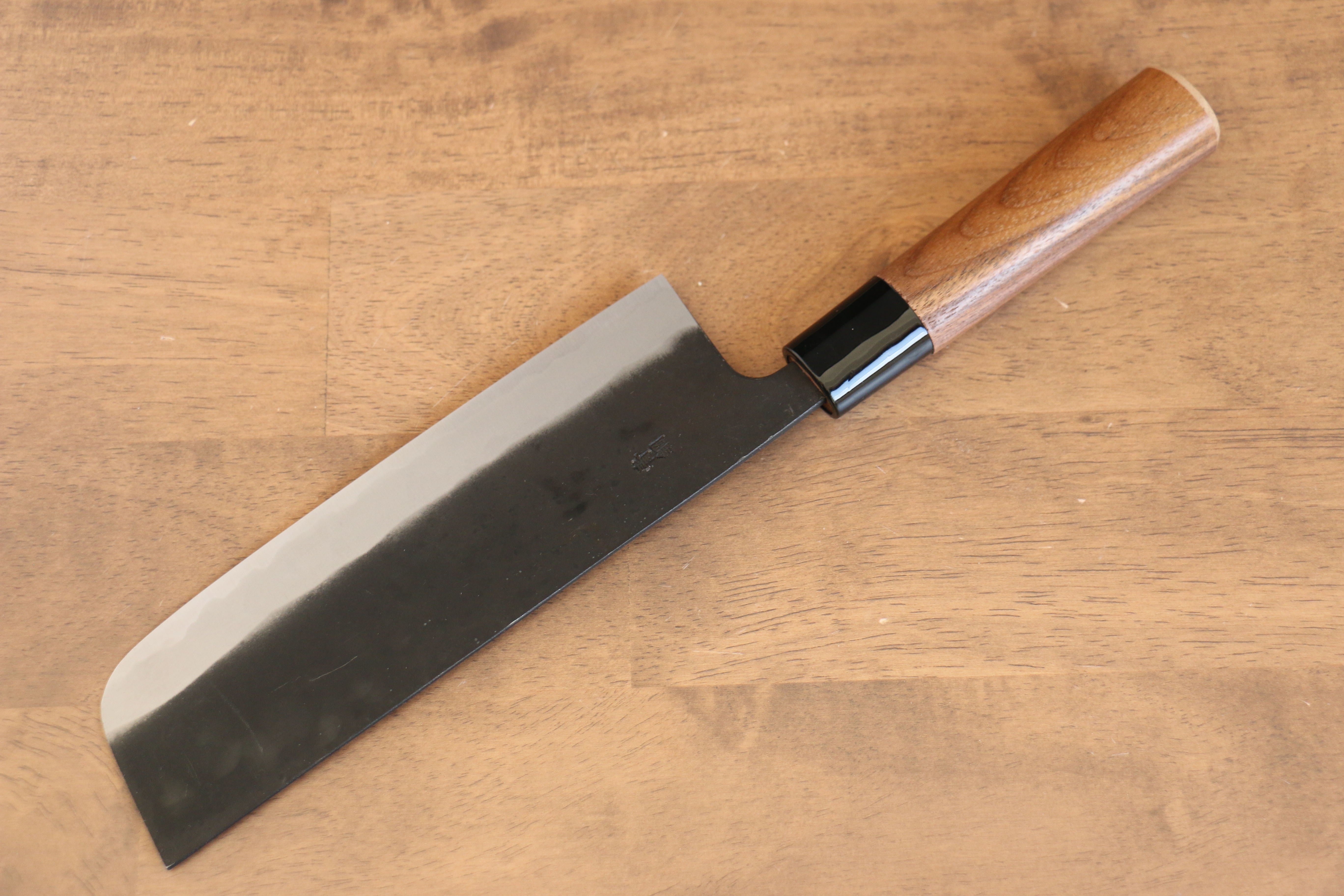 Nao Yamamoto 180mm White Steel Kurouchi Nakiri Knife with Walnut Handle - Professional Japanese Vegetable Knife for Home Chefs & Sushi Preparation
