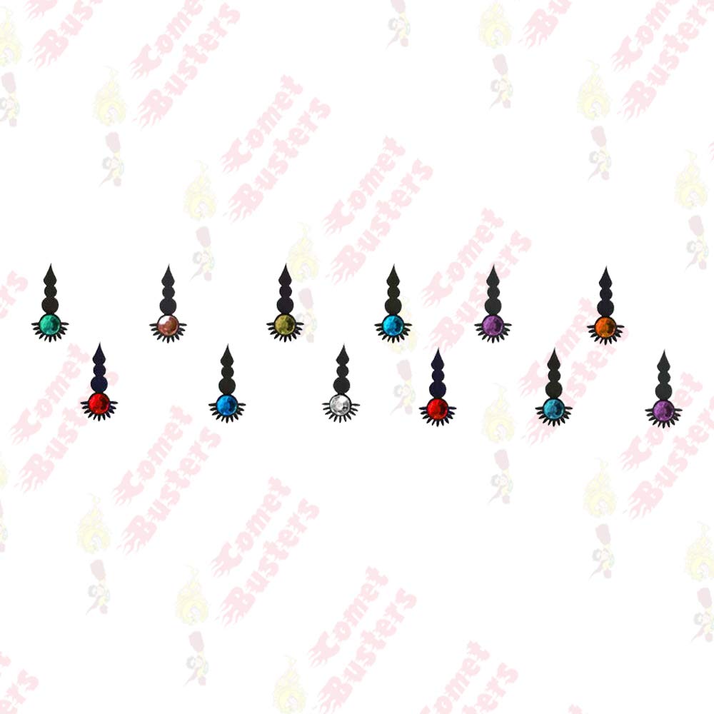 Comet Busters Stunning Black Bindi with Multicolor Stones - 15mm Indian Forehead Jewelry (BIN308) | Perfect for Weddings, Festivals & Cultural Events