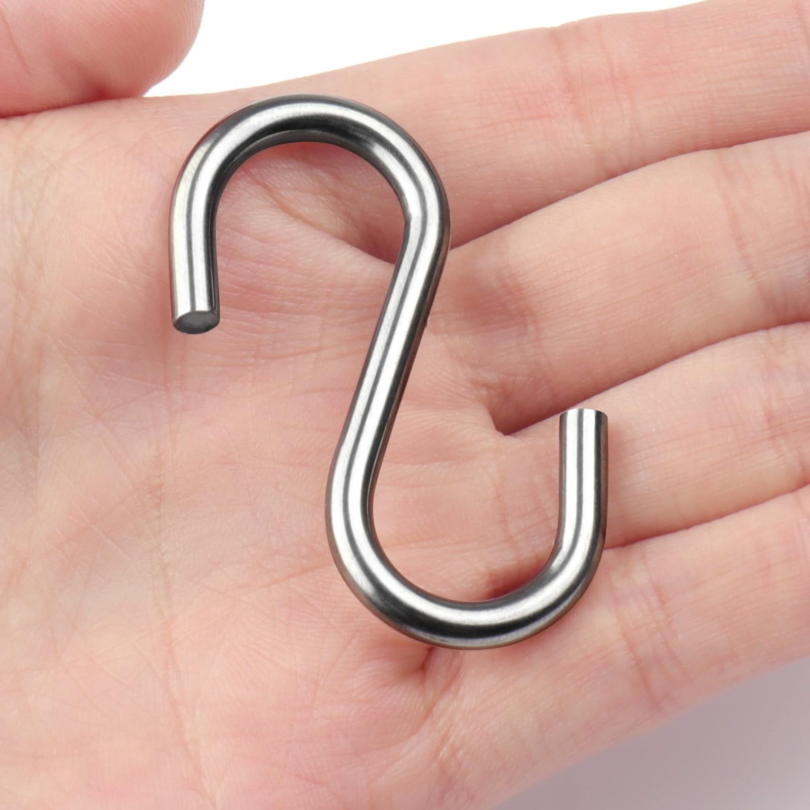 Dreecy 12 Pack Heavy Duty Stainless Steel S Hooks - 2 Inch Small Hanging Hooks for Hammocks, Plants, Bird Feeders, Garden Tools & Kitchenware - Ideal for Home, Garage & Outdoor Organization