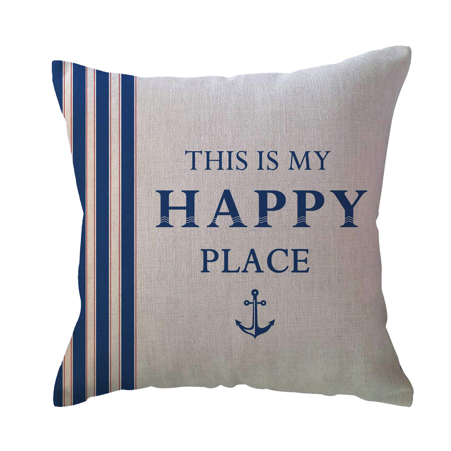 ULOVE Navy Blue Sailing Decorative Throw Pillow Covers 18x18 Inch - Set of 4 Nautical Beach House Decor Pillowcases for Sofa, Bed & Couch - Perfect for Coastal Living Rooms, Beachfront Vacation Homes and Nautical-Themed Bedrooms