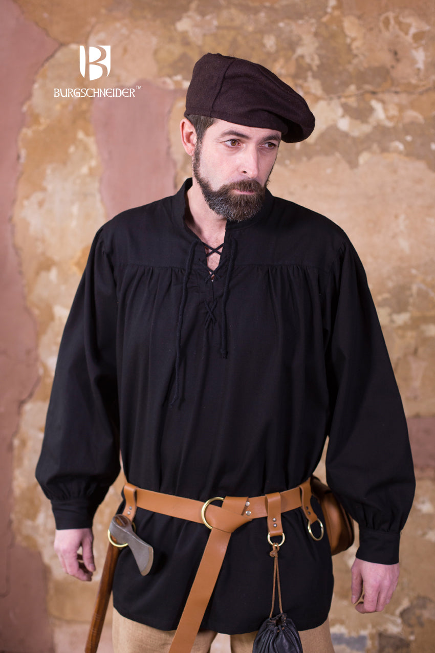Störtebecker Black Laced Shirt for Men - Stylish Pirate-Inspired Top for Costume Parties & Renaissance Fairs