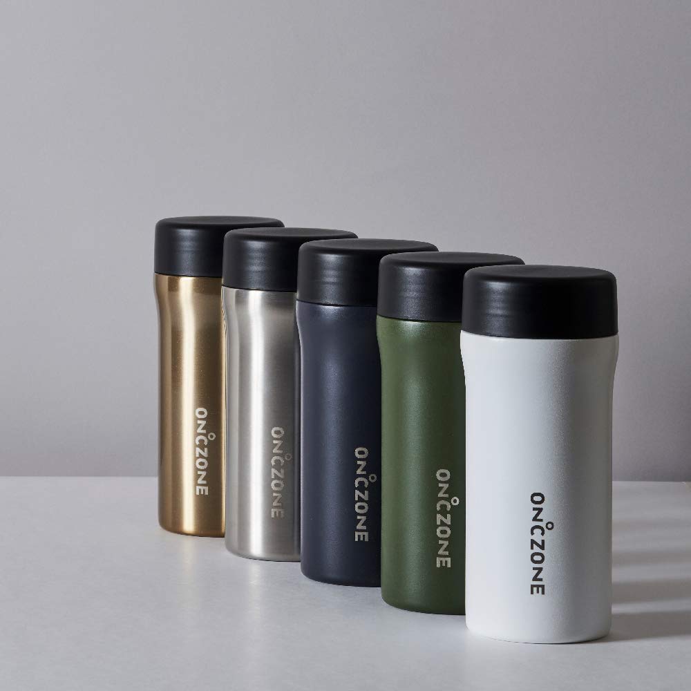 Doshisha ON℃Zone Insulated Water Bottle - 13.5oz (400ml) Stainless Steel Silver - Keeps Drinks Cold for 24 Hours & Hot for 12 Hours - Perfect for Gym, Hiking, Office & Outdoor Activities