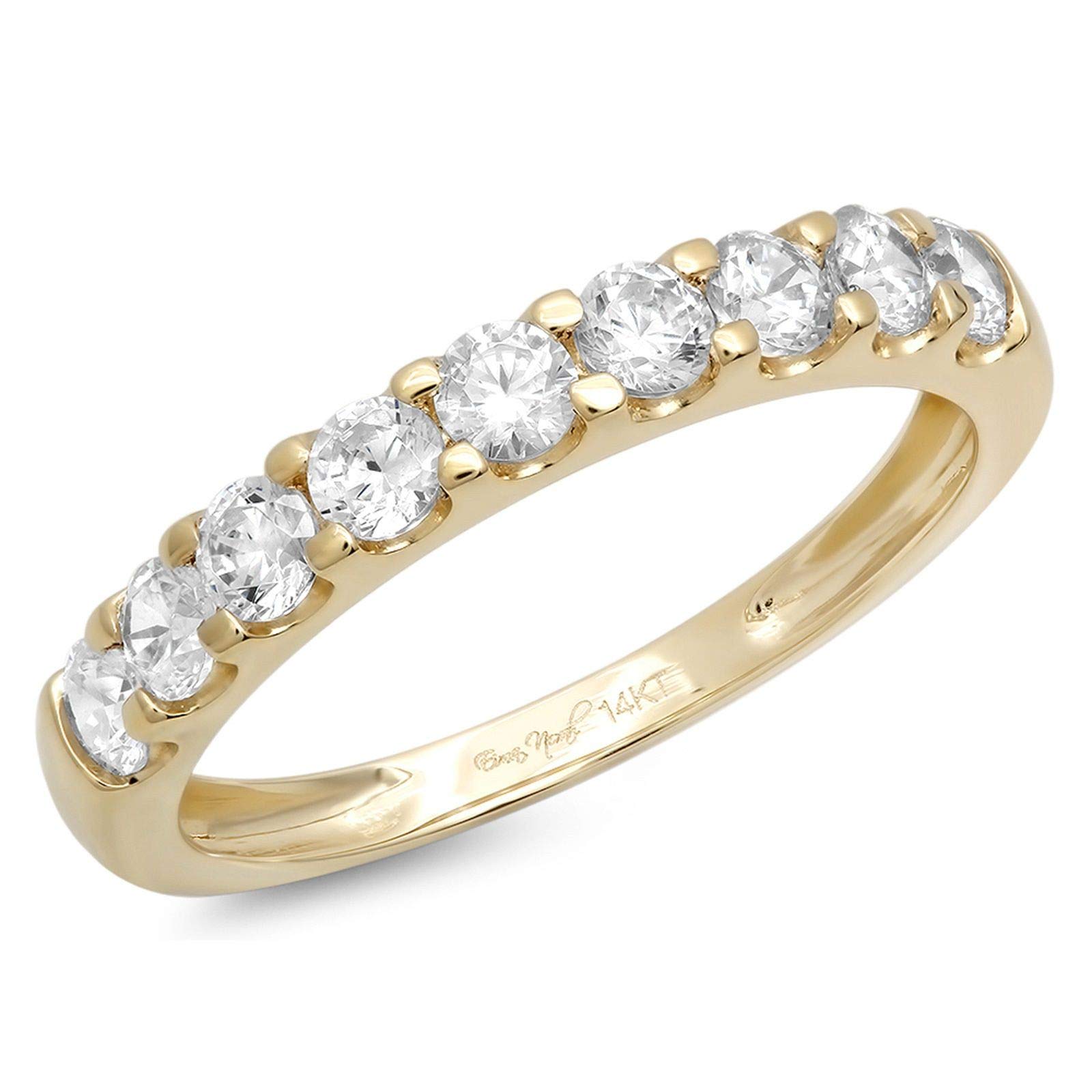 0.81 Carat Round Brilliant Cut Genuine Lab-Grown Diamond Ring - SI1-SI2 Clarity, J-K Color, 14K Solid Yellow Gold - Stackable Engagement, Wedding, Promise Band for Women - Perfect for Anniversary Gifts, Bridal Jewelry & Everyday Elegance
