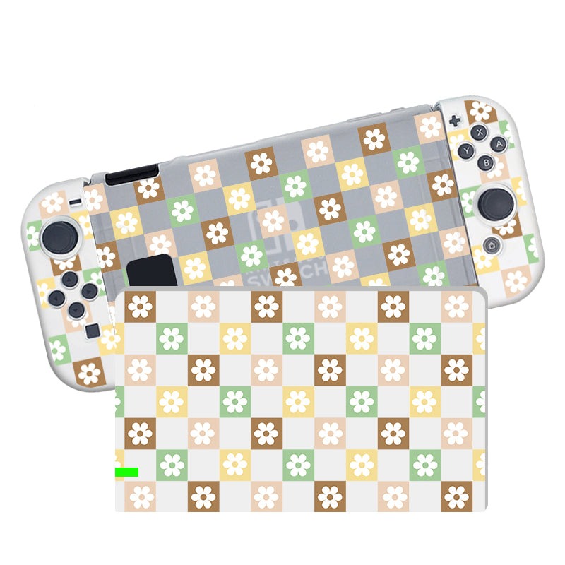 Checkered Floral Nintendo Switch Case - Protective Cover for Nintendo Switch & OLED Model - Perfect for Travel, Gaming, and Everyday Use