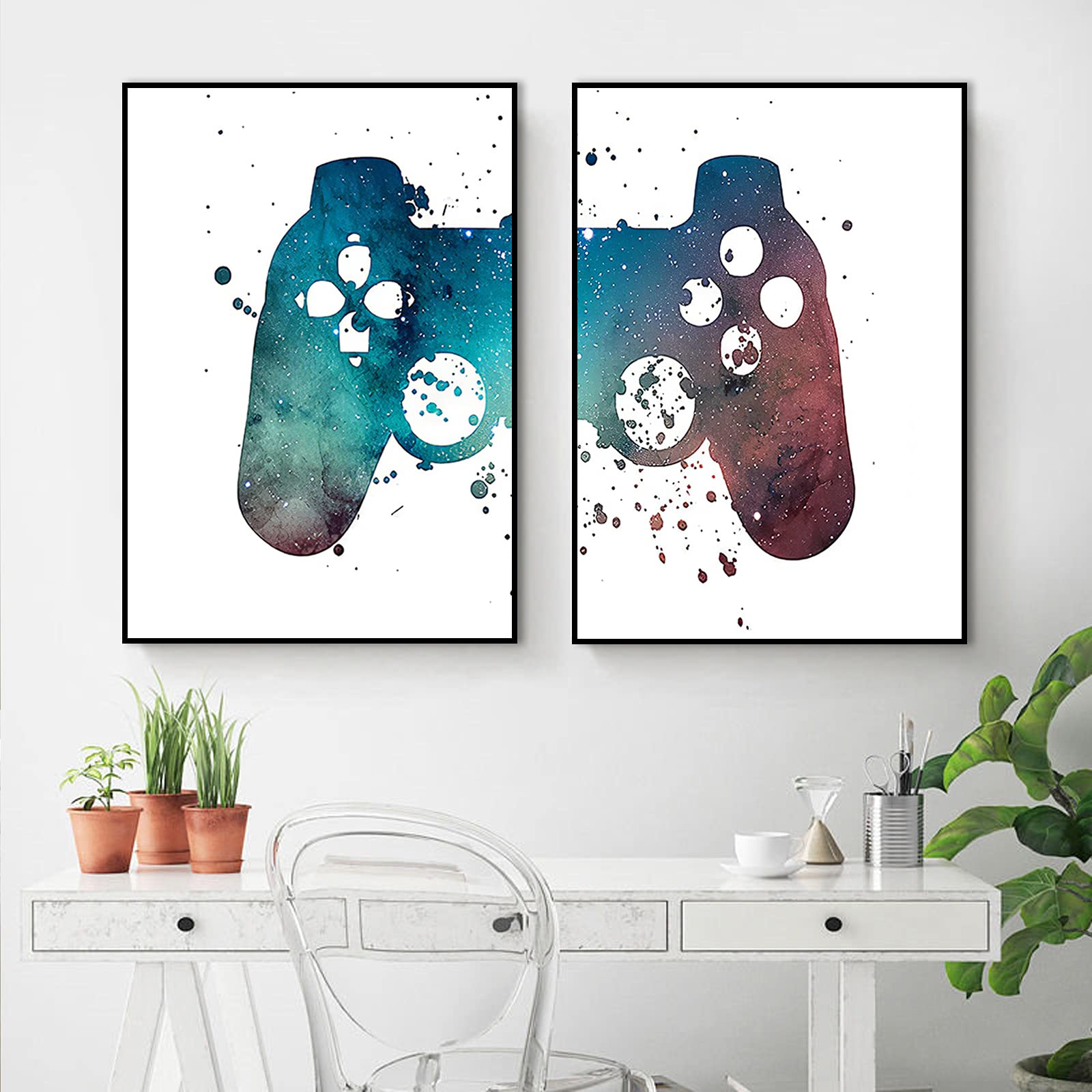 PUYIQARE Abstract Gamepad Canvas Wall Art - Video Game Themed Room Decor for Gamers | Funny Gaming Posters for Teen Boy Bedroom | Unframed Wall Art for Gaming Room, Man Cave & Gamer Gift Ideas