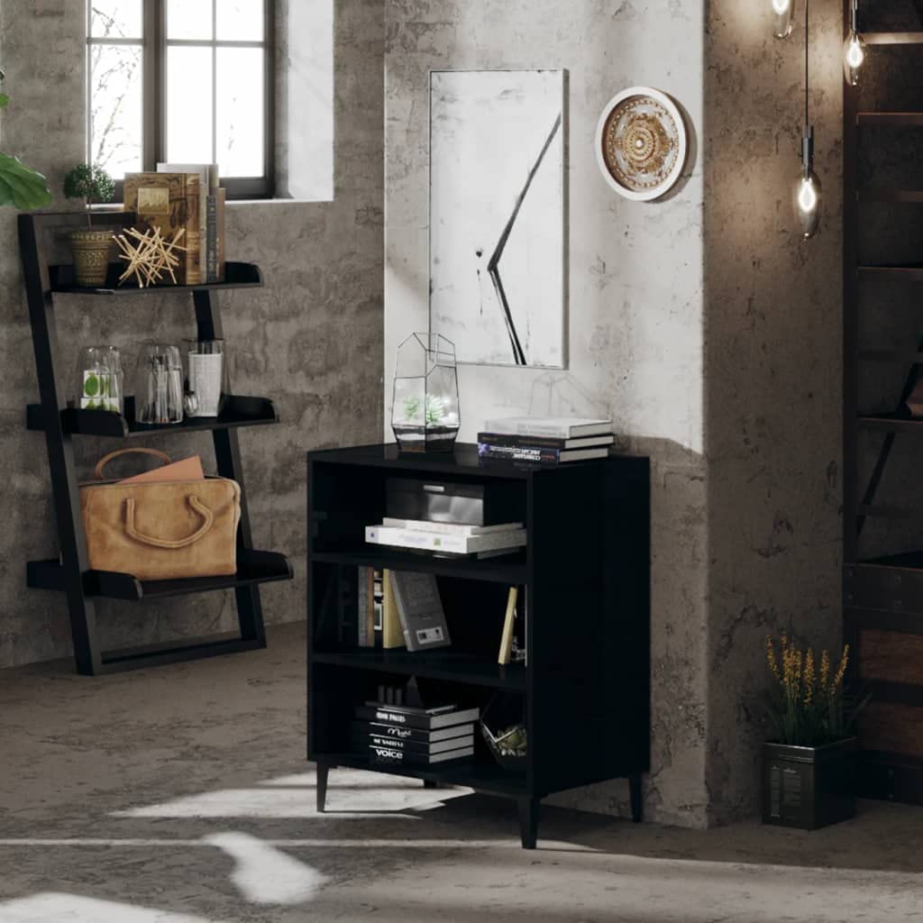 Modern Console Table - Accent Cabinet with Storage, Buffet Server & Sideboard - High Gloss Black (22.4