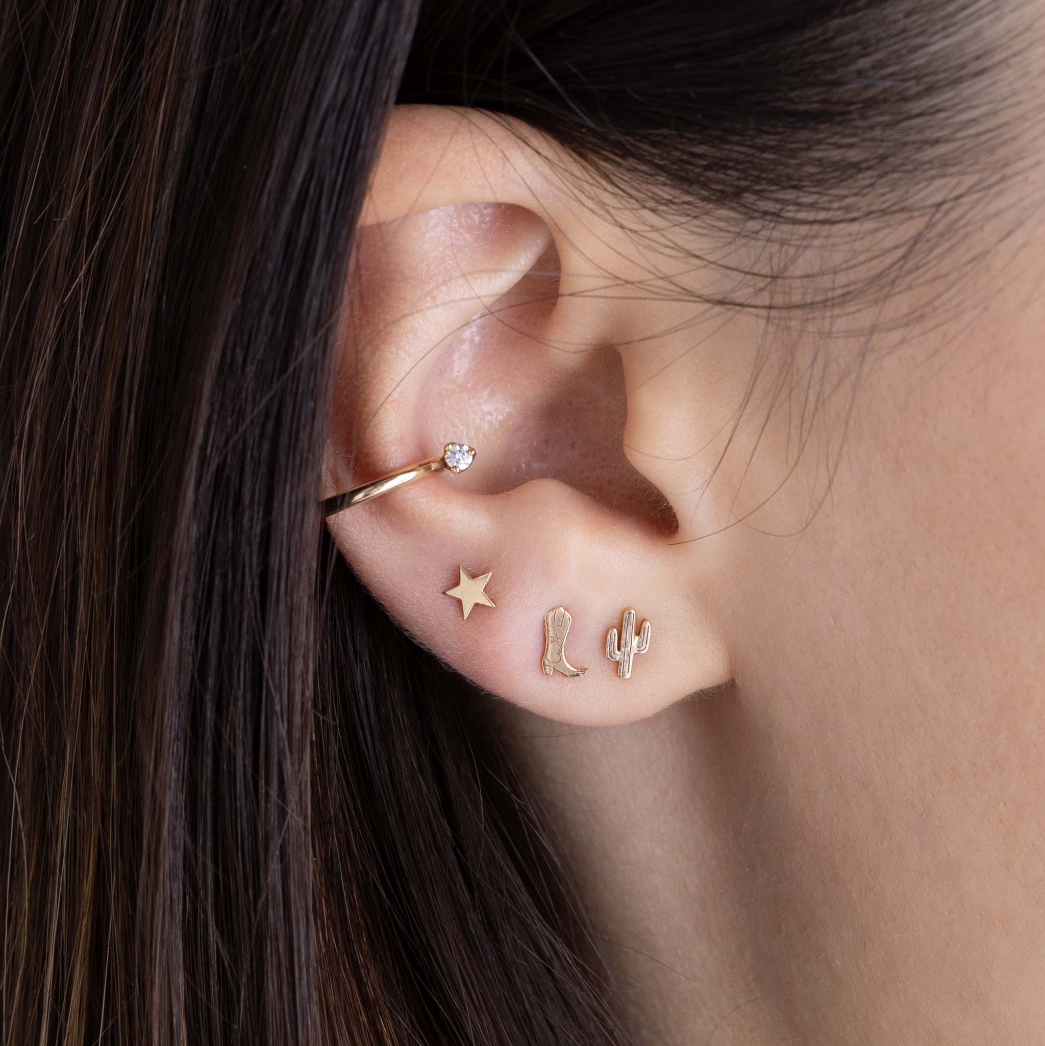 14K Gold Tiny Cactus Stud Earrings - Minimalist Dainty Jewelry for Women - Perfect for Everyday Wear & Gifting