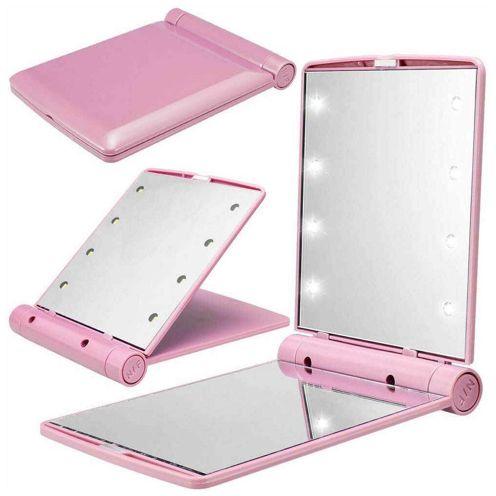 LED Compact Mirror with 8 Lights - Portable Folding Makeup Mirror for Women | Perfect Travel Vanity Mirror, Purse Organizer & Gift Idea | Great for Home, Travel, Office & On-the-Go Touchups