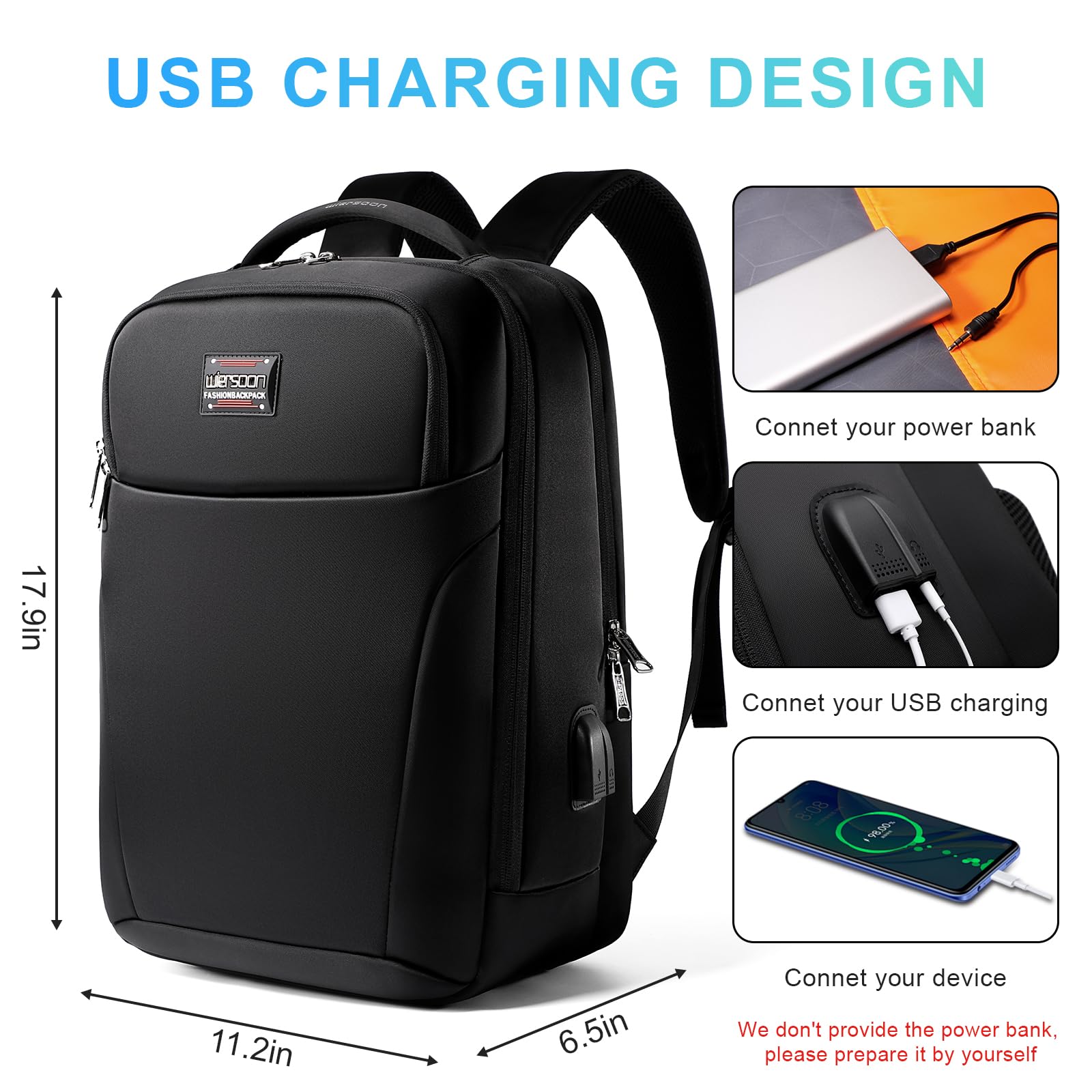 Premium Business Backpack for Work & Travel - Lightweight Laptop Backpack with USB Charging Port - Water-Resistant Office Rucksack for Men & Women - Perfect for Commuting, Business Trips & Daily Use
