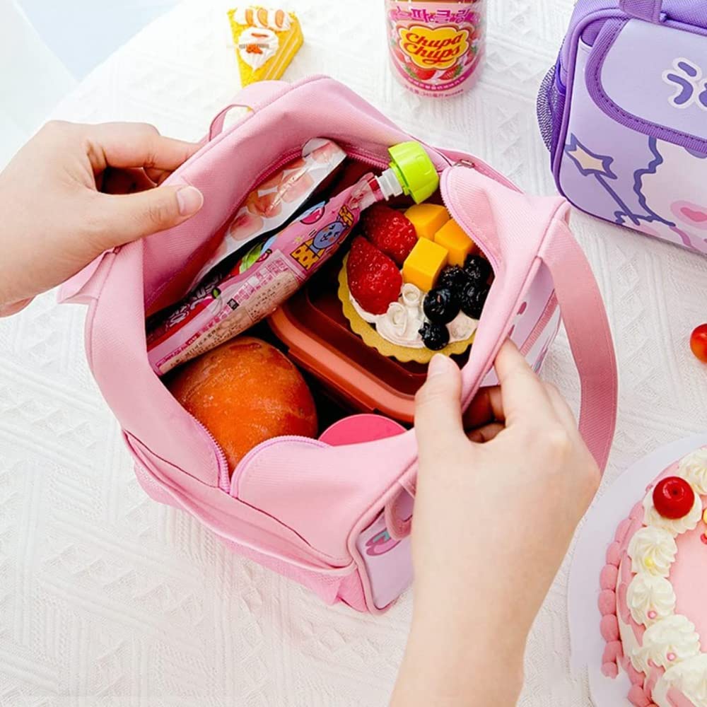 Cute Insulated Lunch Bag for Women - Japanese Anime Kawaii Cooler Lunch Box with Ice Cream Bunny Design | Perfect for School, Work, Picnics & Outdoor Activities