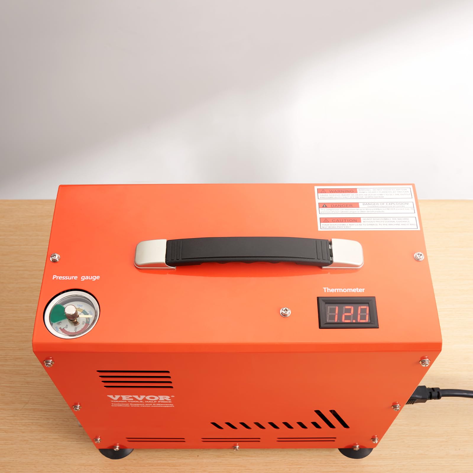 VEVOR 800W Dual-Cylinder PCP Air Compressor 4500PSI/30Mpa - Oil-Free Paintball Tank Pump with Auto-Stop & Built-in Cooling Fan - Perfect for Air Rifles, Scuba Diving Tanks & Paintball Guns | High-Pressure Airgun Charging Station for Outdoor Sports & Hunting