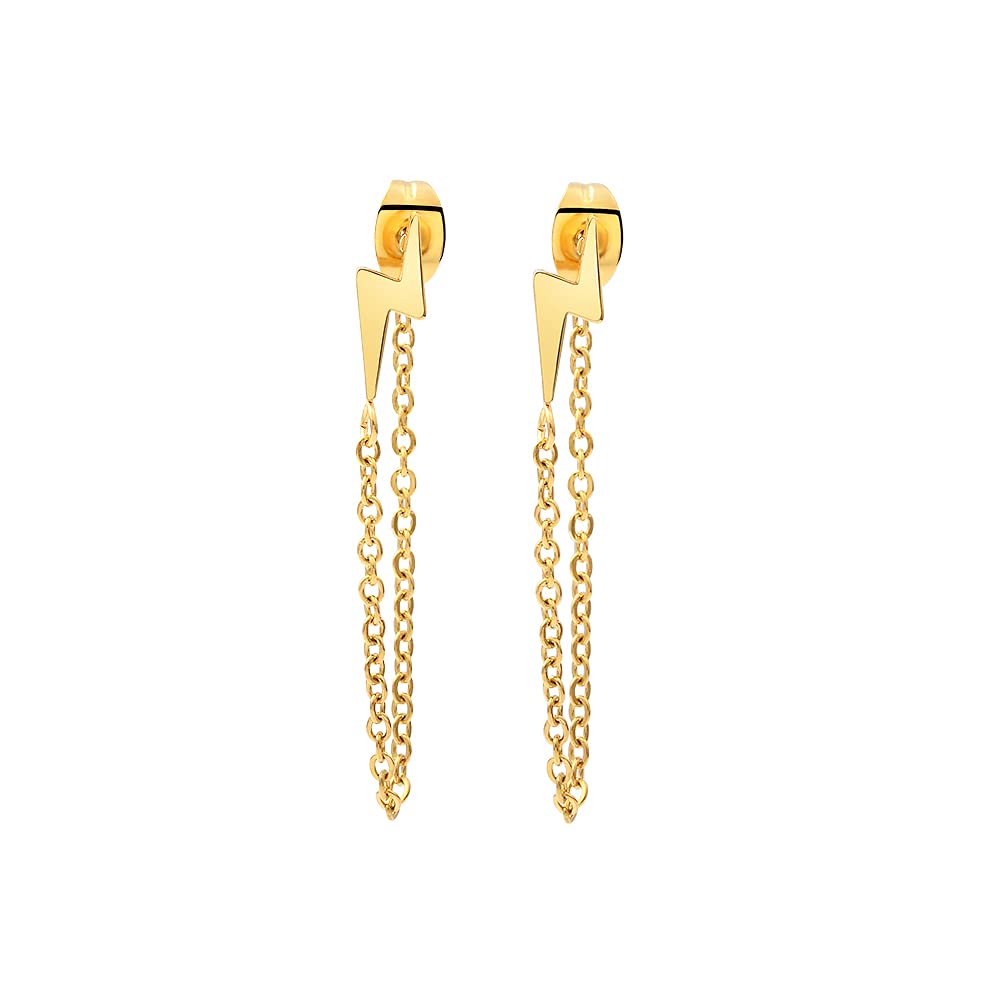 Edforce Stainless Steel Women's Lightning Bolt Dangle Earrings - 60mm/2.4in Hypoallergenic Fashion Jewelry for Casual Wear, Parties & Gifts