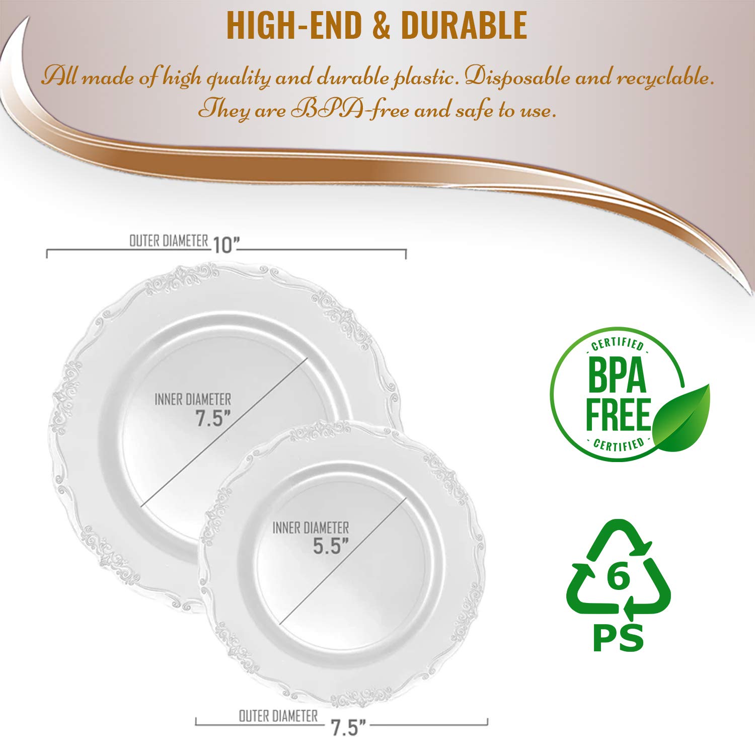 Elegant Disposable Plastic Plates Set for Party - 120-Piece White Dinnerware Combo for Wedding, Picnic, BBQ & Outdoor Events | Durable & Stylish Disposable Tableware